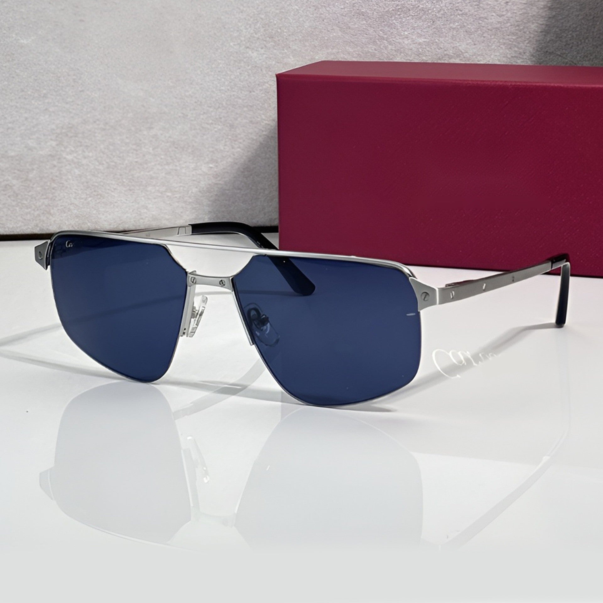 Classic Sunglasses, solid blue lenses, Cartier eyewear