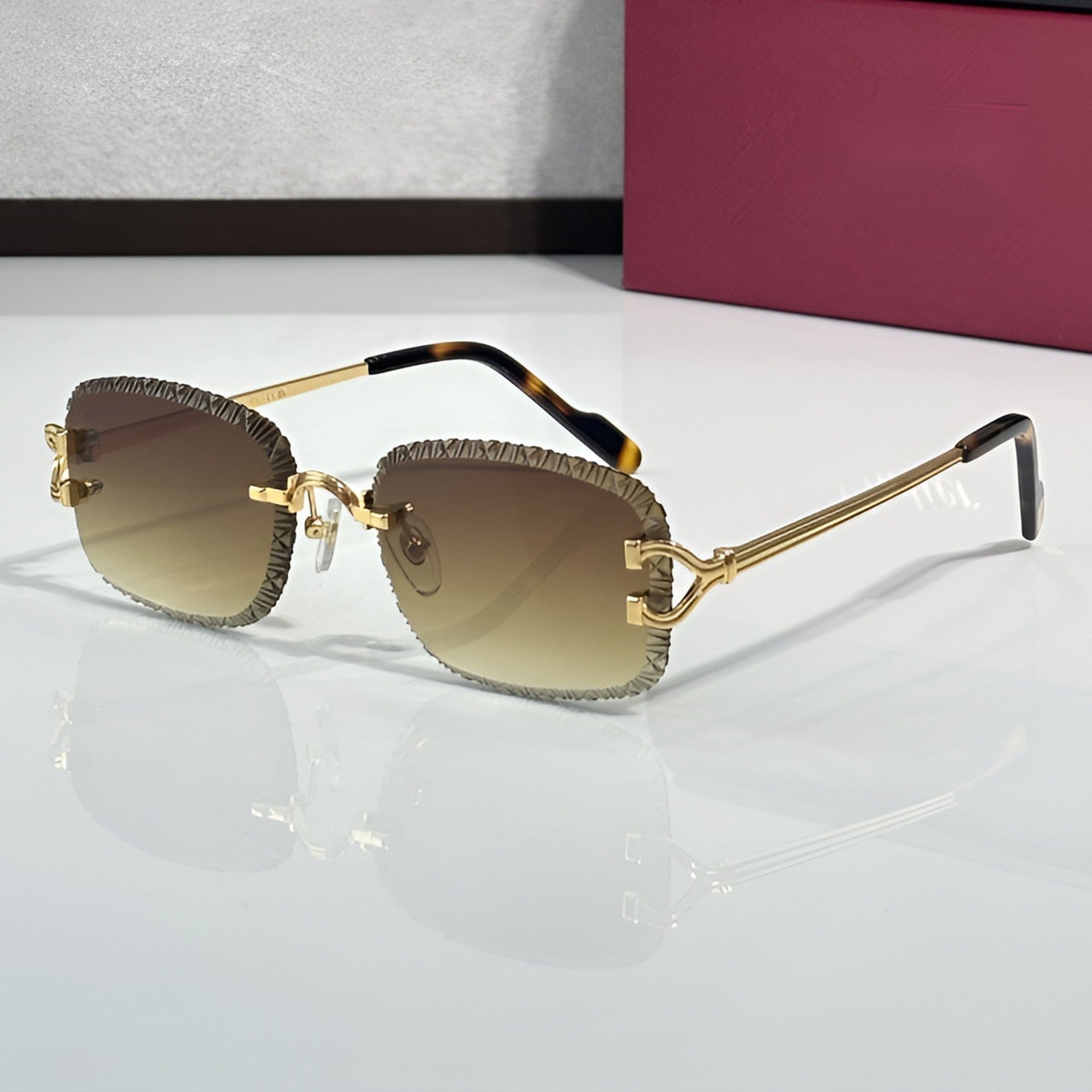 Diamond cut Big C Wires, brown gradient lenses, Cartier eyewear