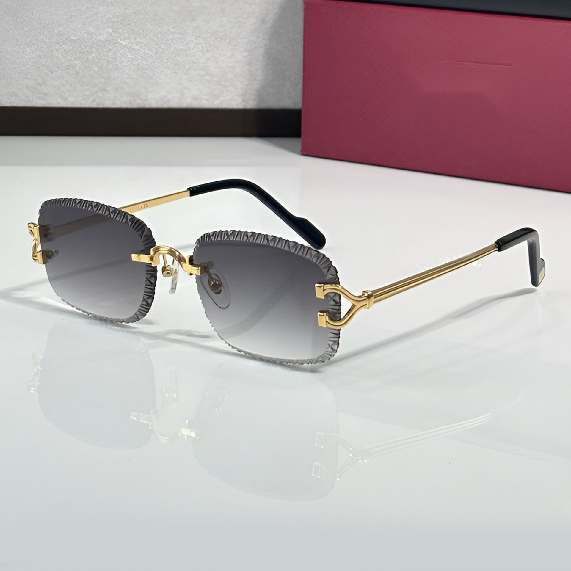 Diamond cut Big C Wires, grey gradient lenses, Cartier eyewear