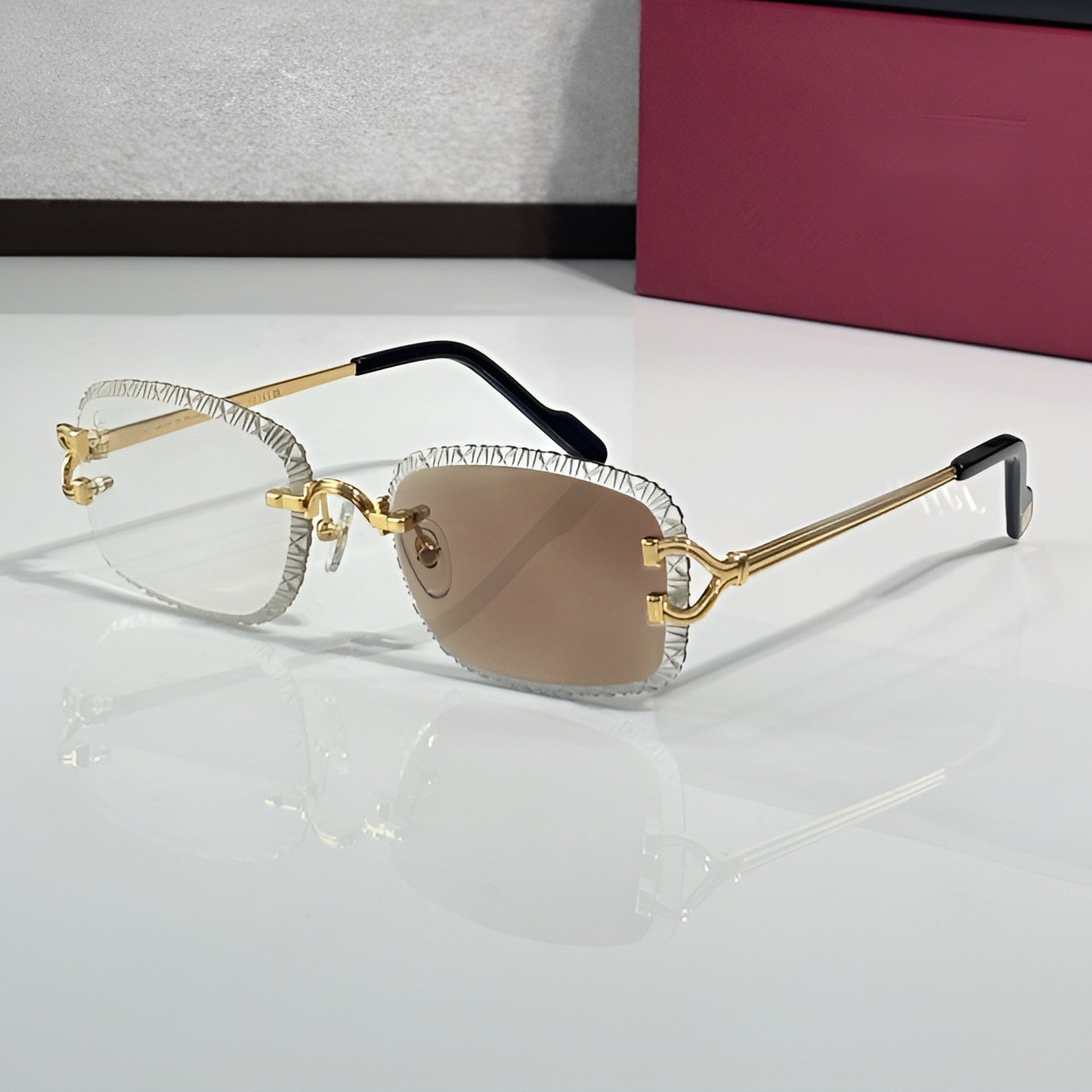Diamond cut Big C Wires, brown gradient lenses, Cartier eyewear