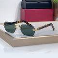 Rimless buffs Sunglasses Detroit style, solid green lenses, Cartier eyewear