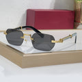 Rimless buffs Sunglasses Detroit style, solid grey lenses, Cartier eyewear
