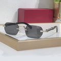 Rimless buffs Sunglasses Detroit style, solid grey lenses, Cartier eyewear