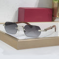 Rimless buffs Sunglasses Detroit style, grey gradient lenses, Cartier eyewear