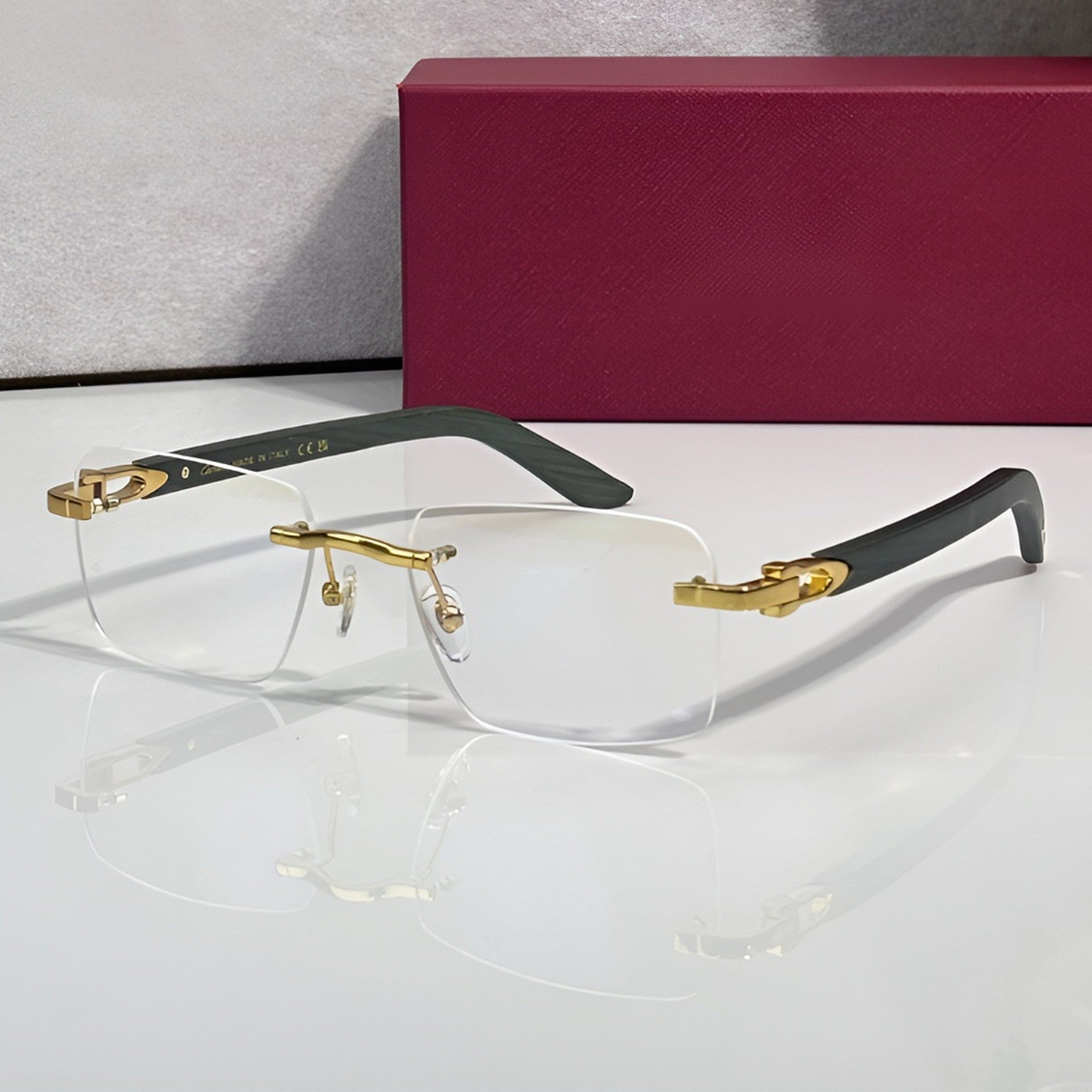 Rimless buffs Glasses, clear lenses, Cartier eyewear