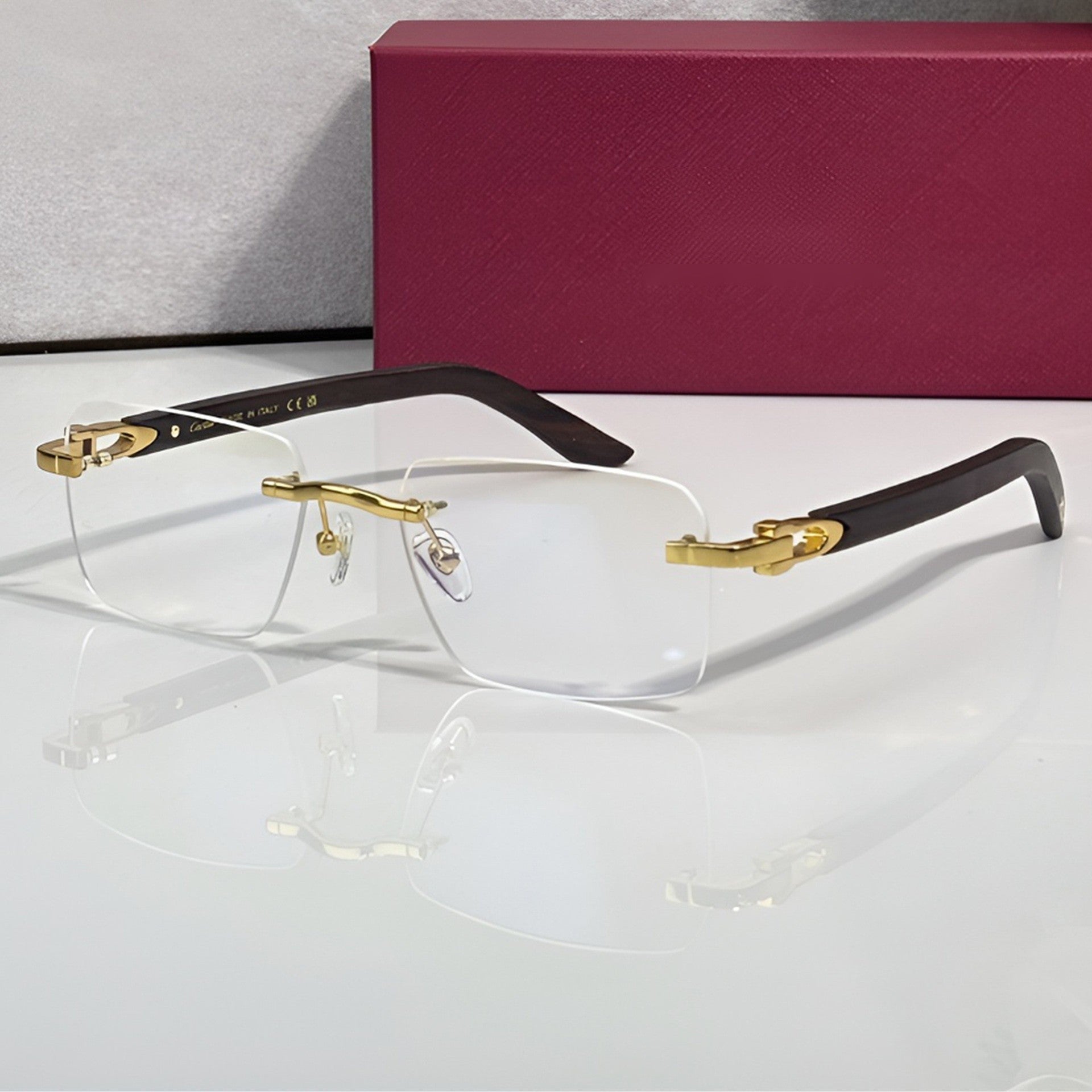 Rimless buffs Glasses, clear lenses, Cartier eyewear