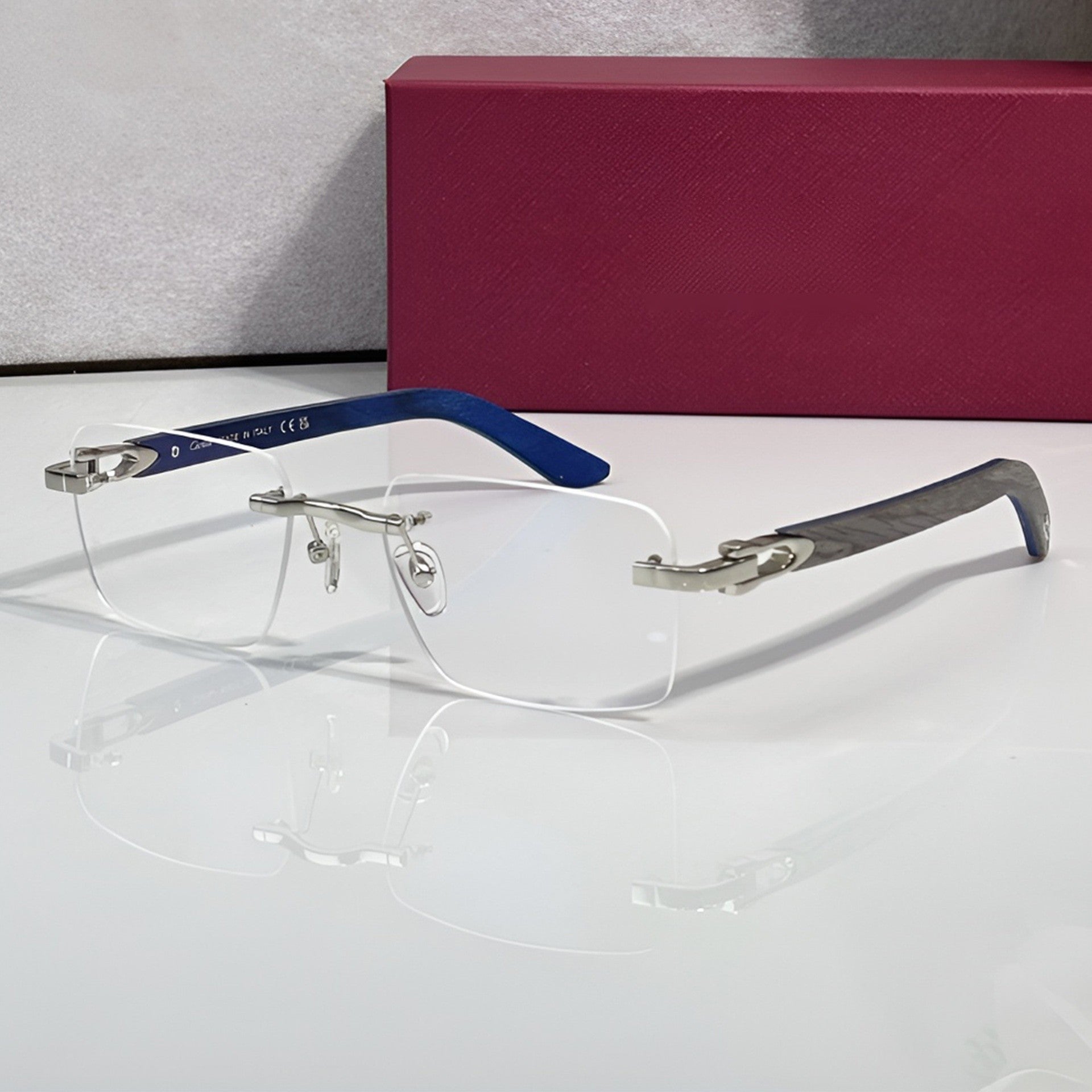 Rimless buffs Glasses, clear lenses, Cartier eyewear