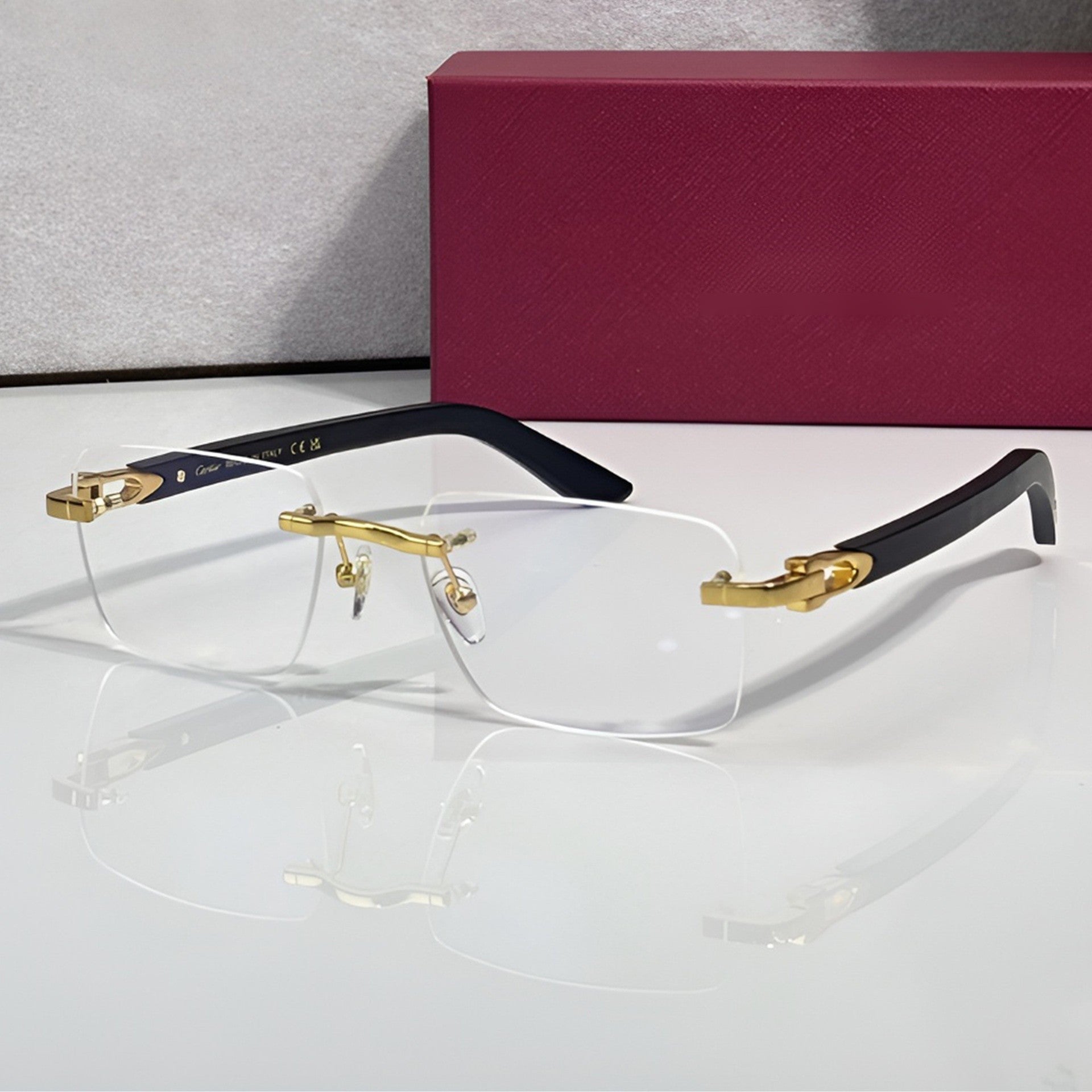Rimless buffs Glasses, clear lenses, Cartier eyewear