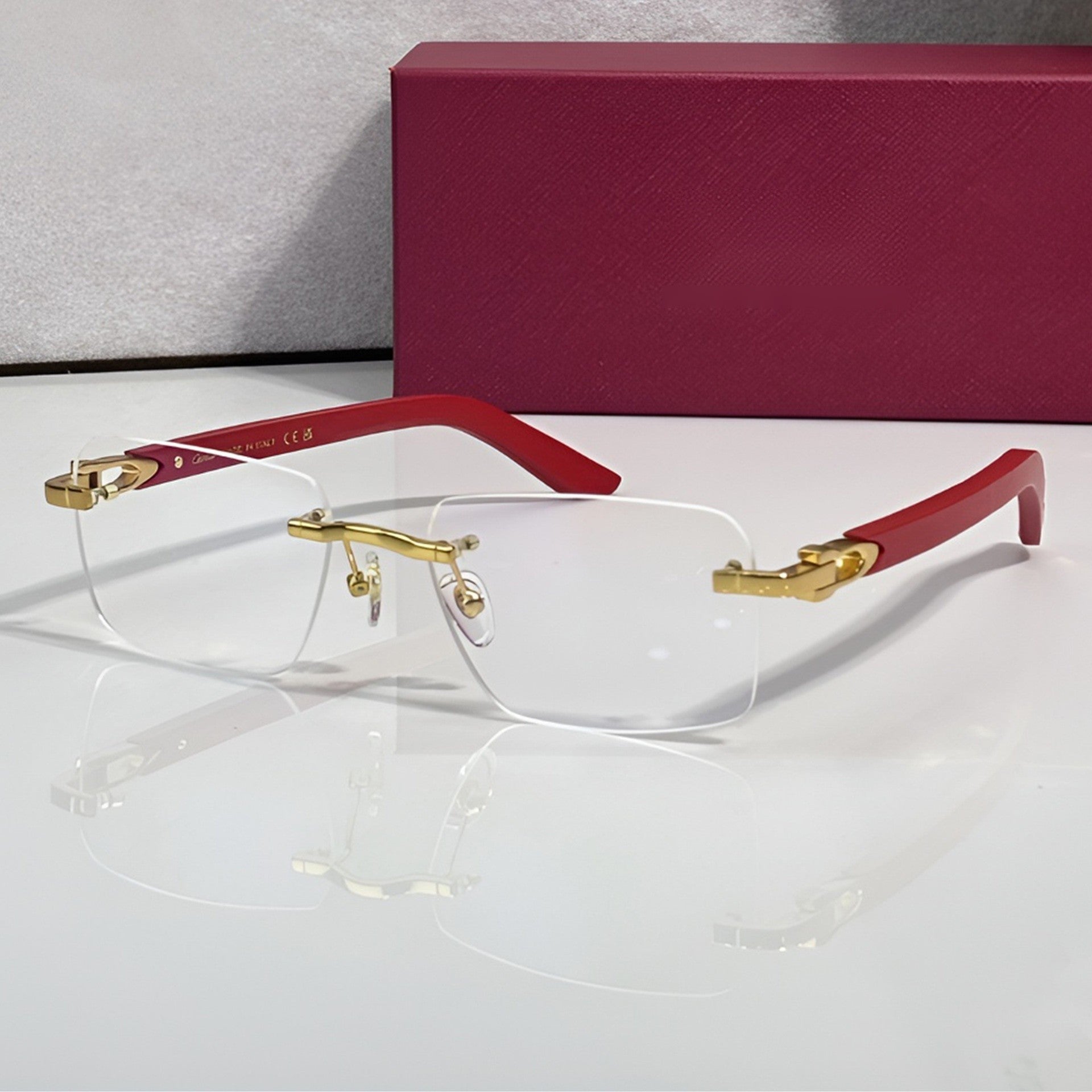 Rimless buffs Glasses, clear lenses, Cartier eyewear
