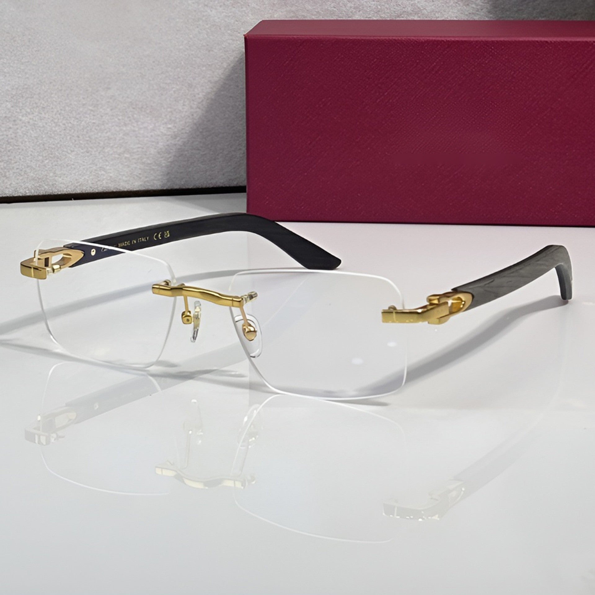 Rimless buffs Glasses, clear lenses, Cartier eyewear