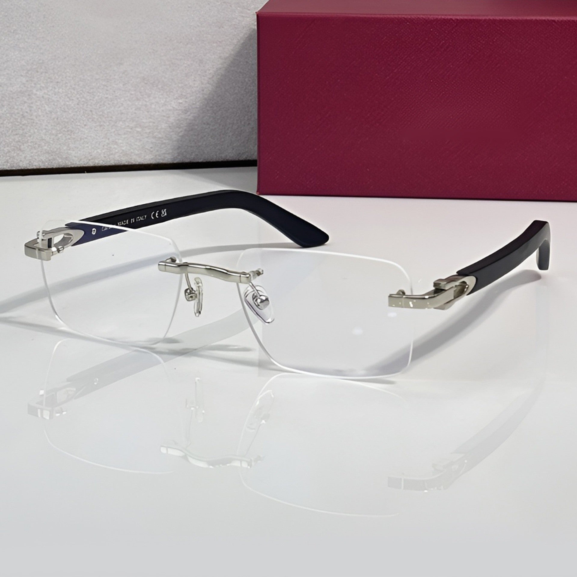 Rimless buffs Glasses, clear lenses, Cartier eyewear