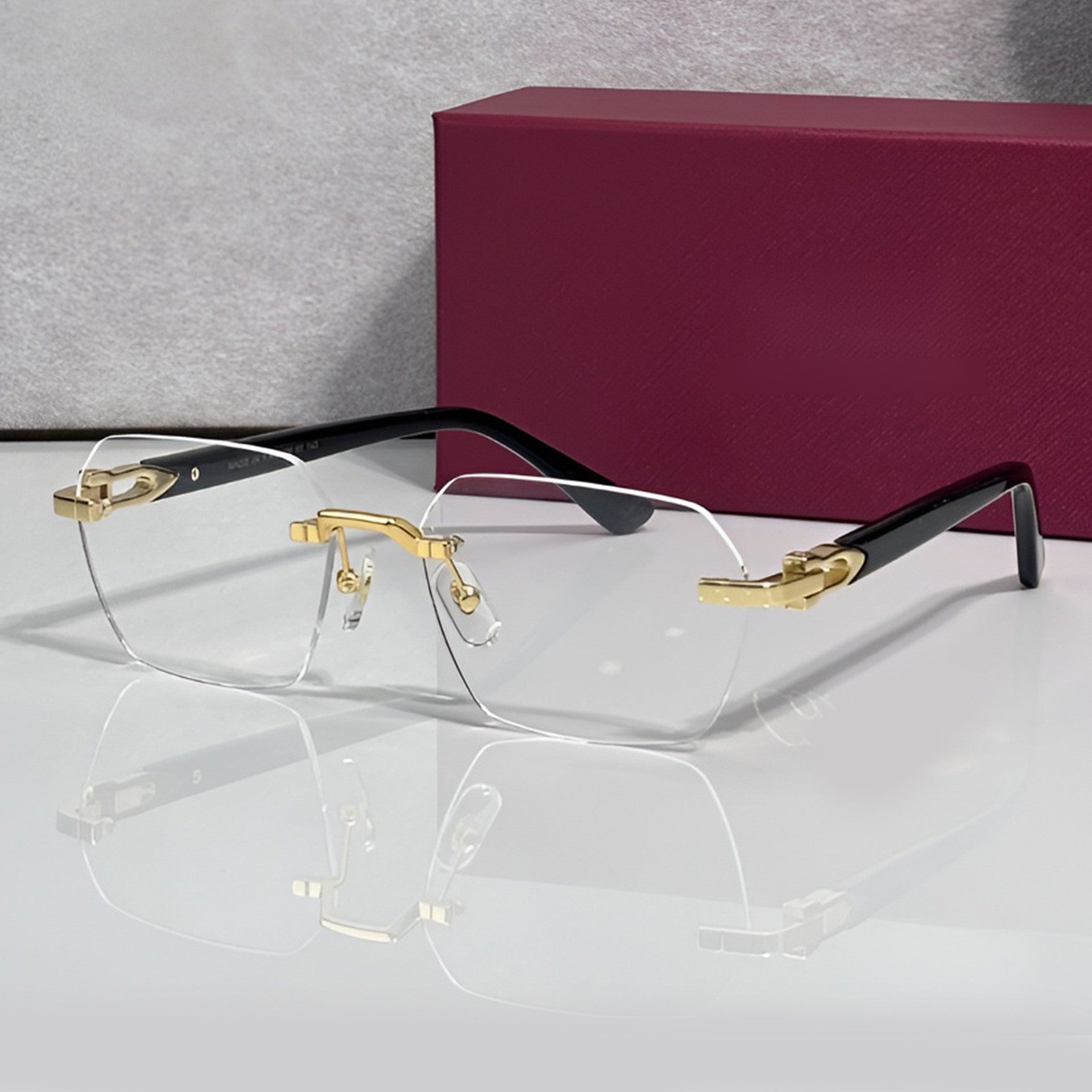 Rimless buffs Glasses, clear lenses, Cartier eyewear