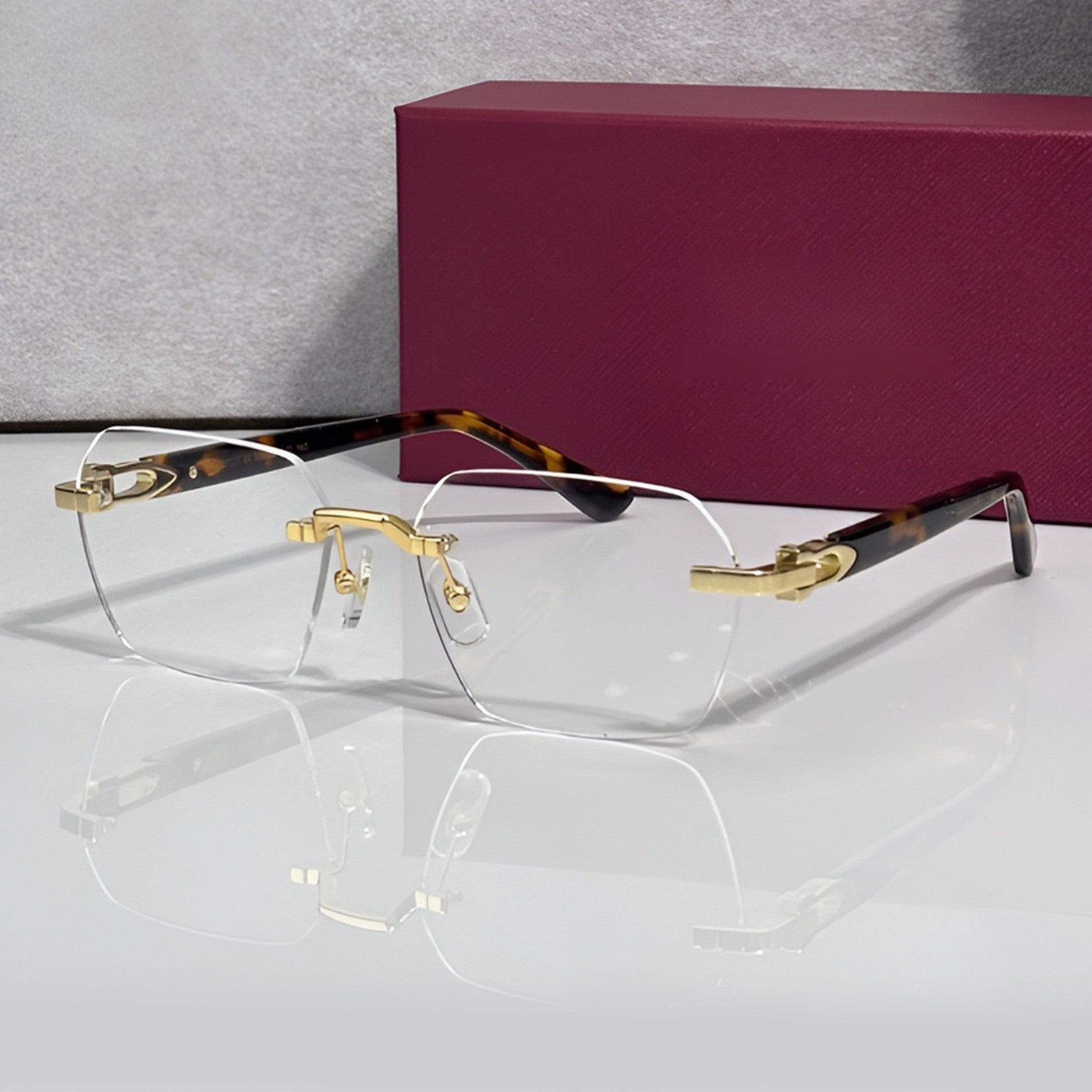Rimless buffs Glasses, clear lenses, Cartier eyewear