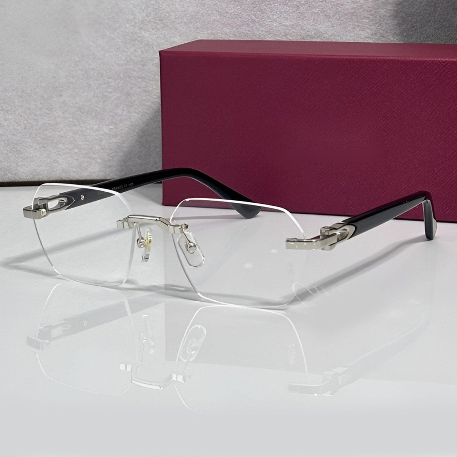 Rimless buffs Glasses, clear lenses, Cartier eyewear