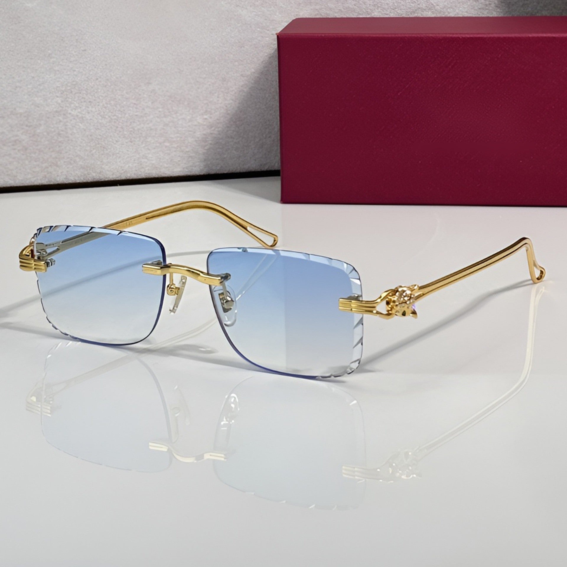 Panther Glasses, blue gradient lenses, Cartier eyewear