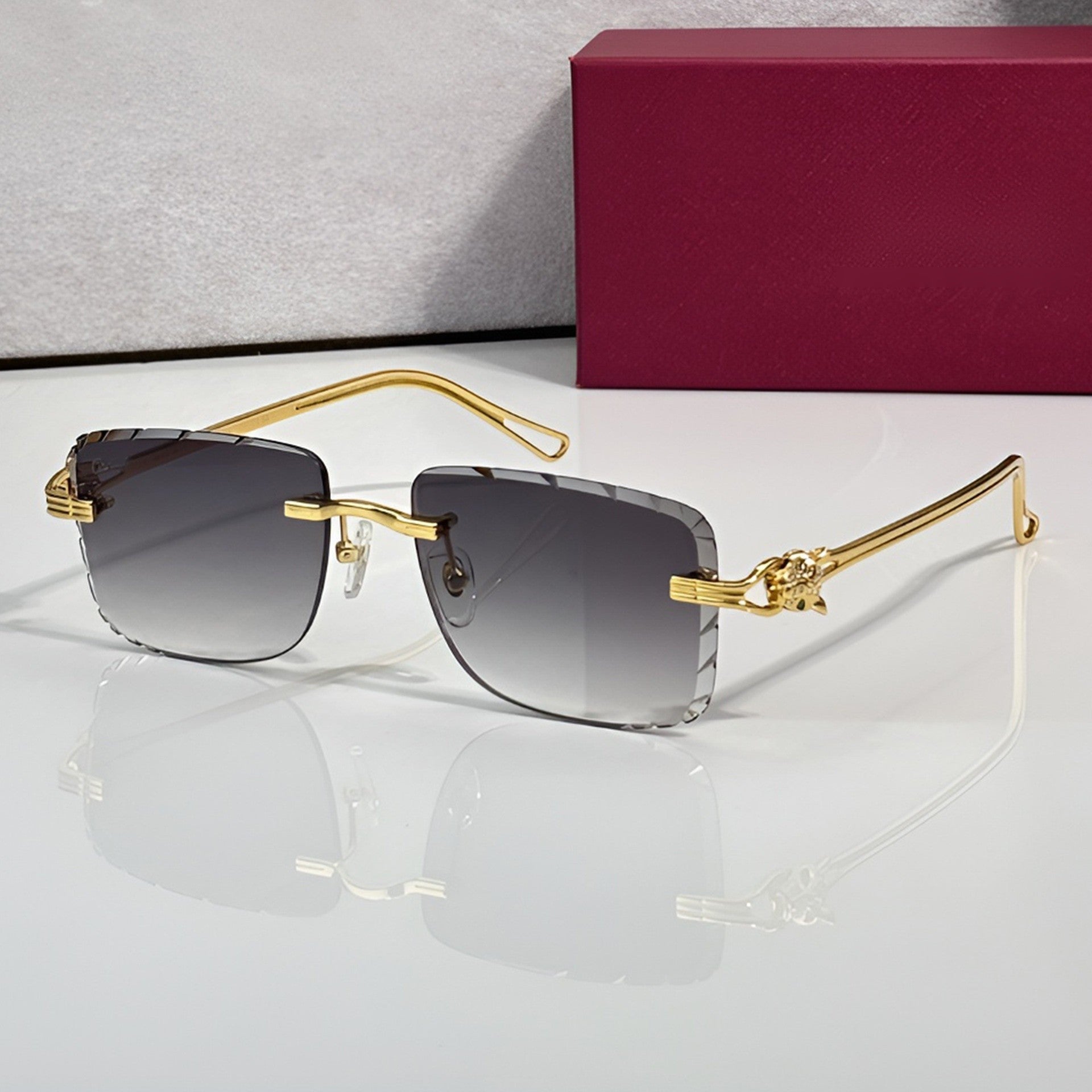 Panther Glasses, purple to grey gradient lenses, Cartier eyewear