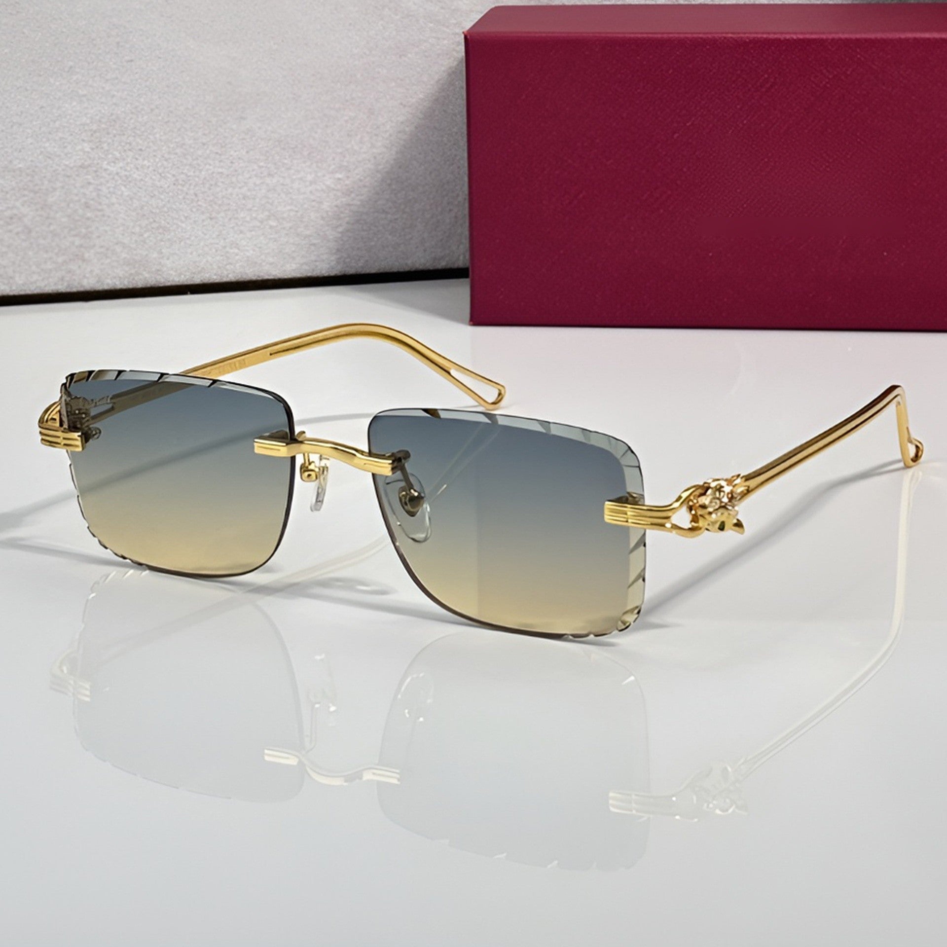 Panther Glasses, blue to yellow gradient lenses, Cartier eyewear