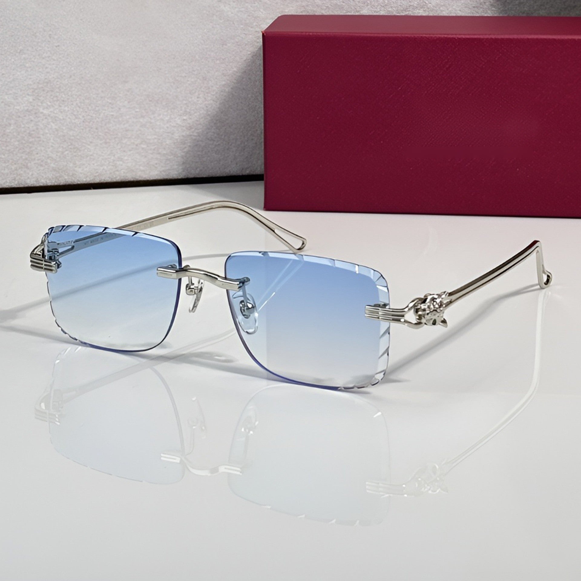 Panther Glasses, blue gradient lenses, Cartier eyewear