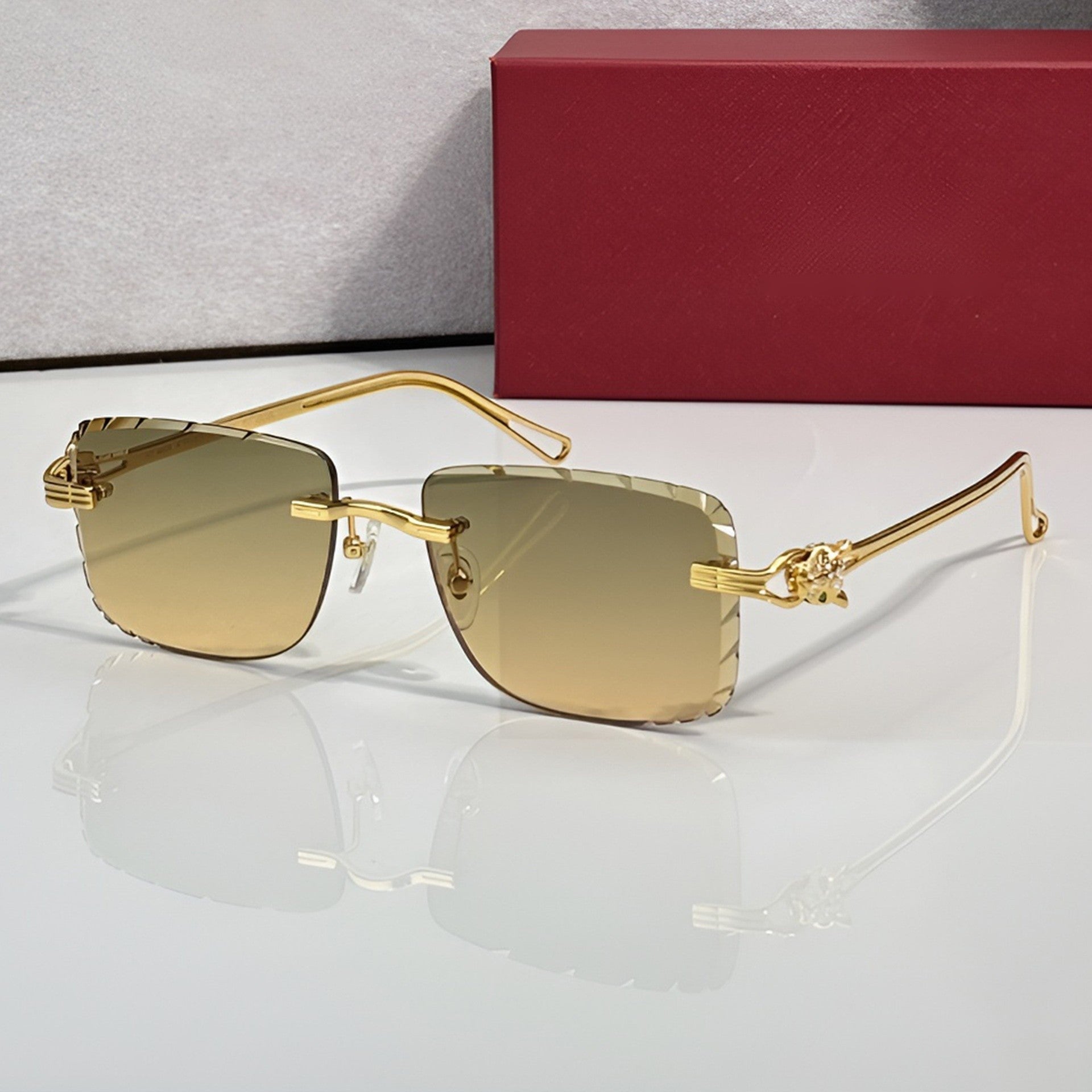 Panther Glasses, yellow gradient lenses, Cartier eyewear
