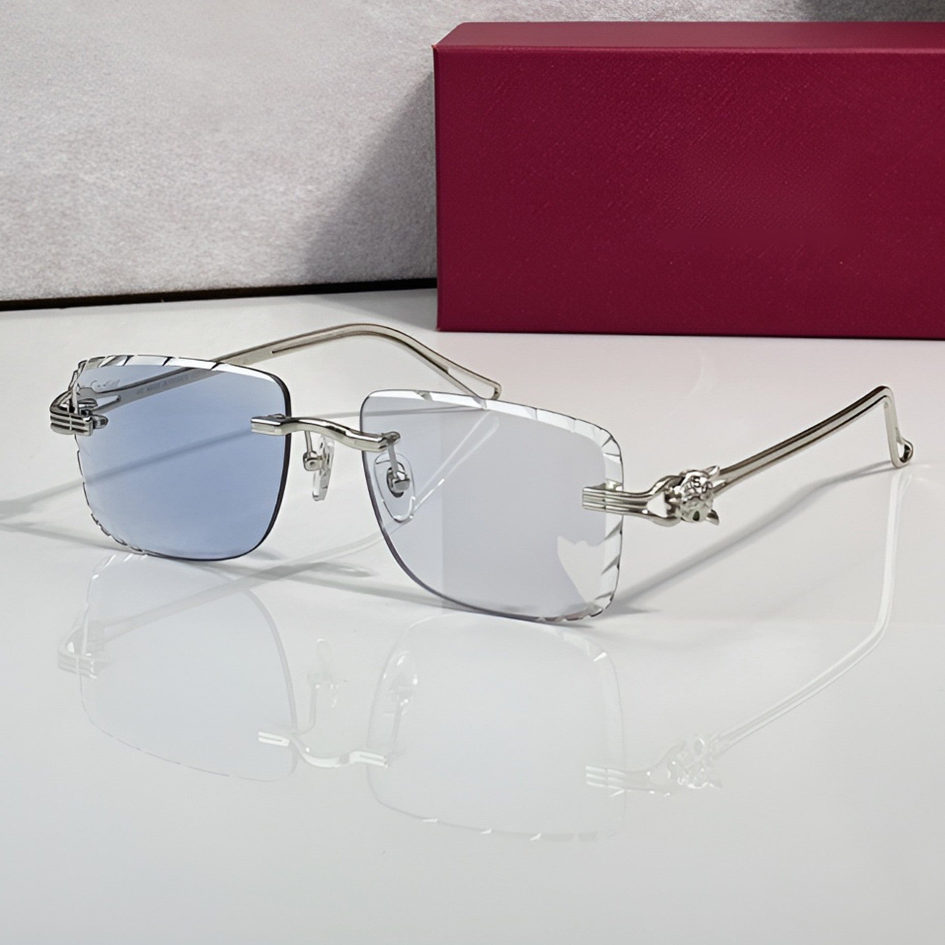 Panther Glasses, light blue lenses, Cartier eyewear