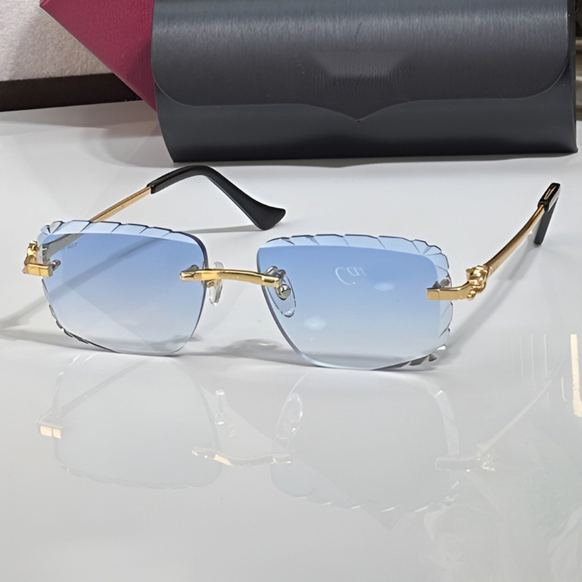 Diamond cut Big C Wires, blue gradient lenses, Cartier eyewear