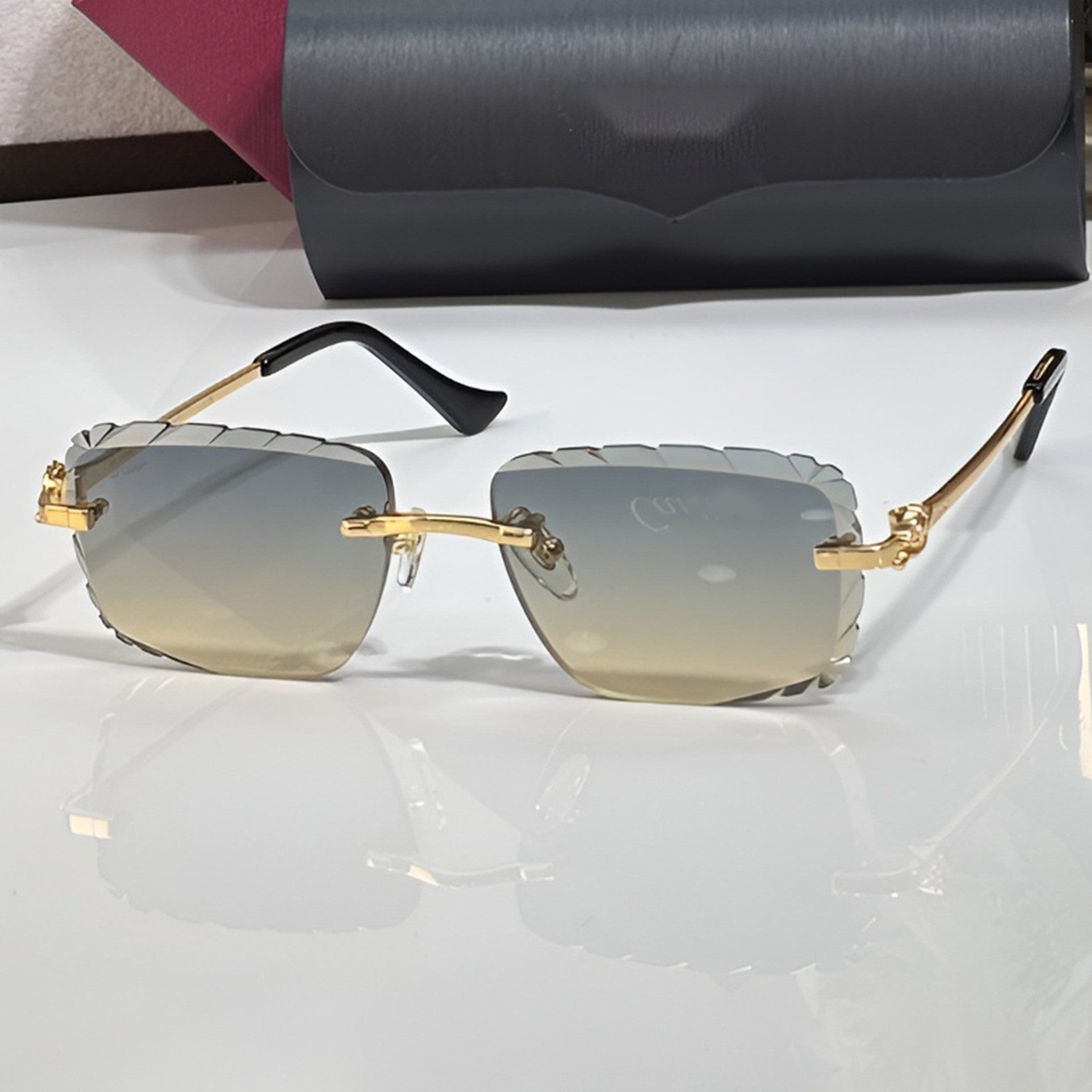 Diamond cut Big C Wires, grey to yellow gradient lenses, Cartier eyewear