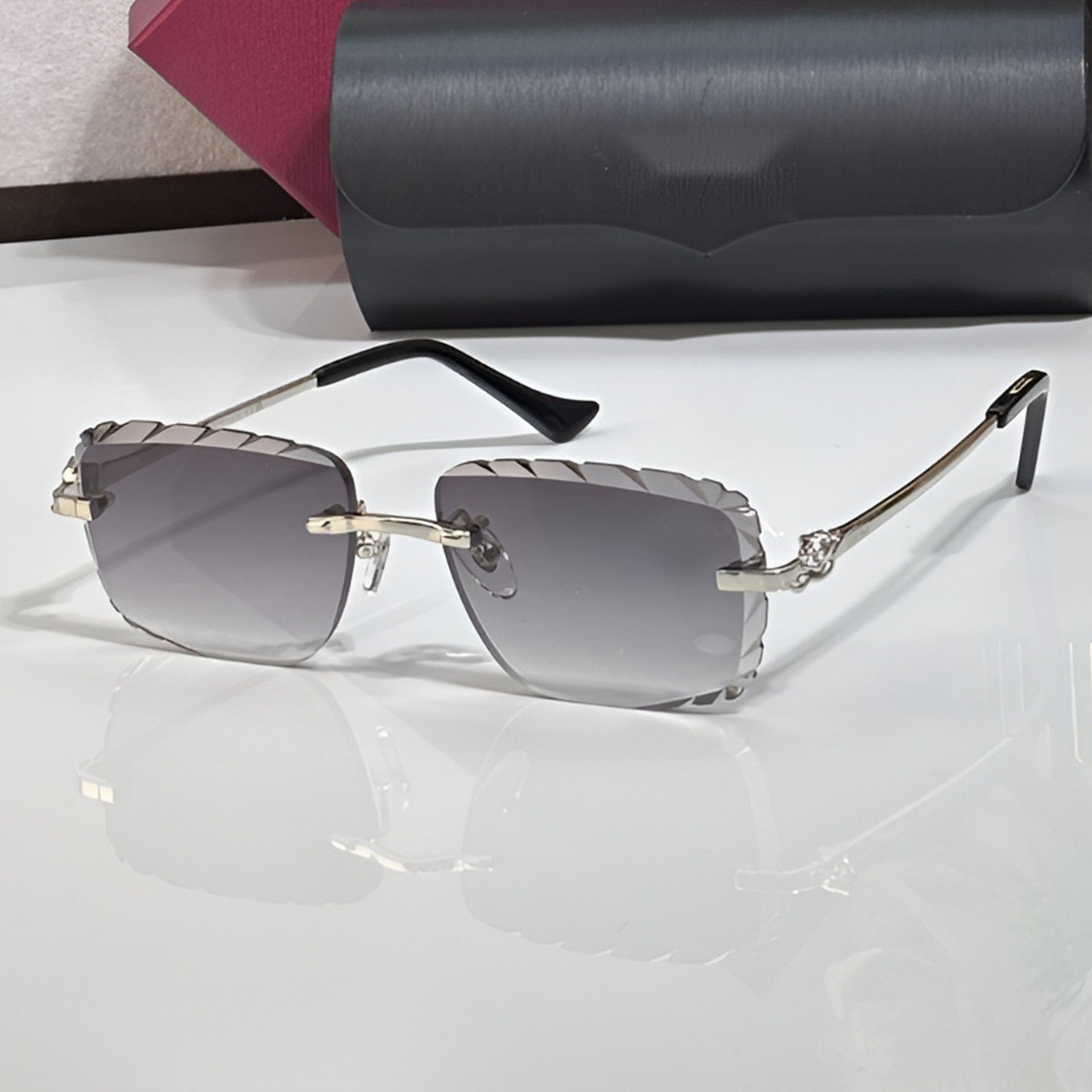 Diamond cut Big C Wires, grey gradient lenses, Cartier eyewear