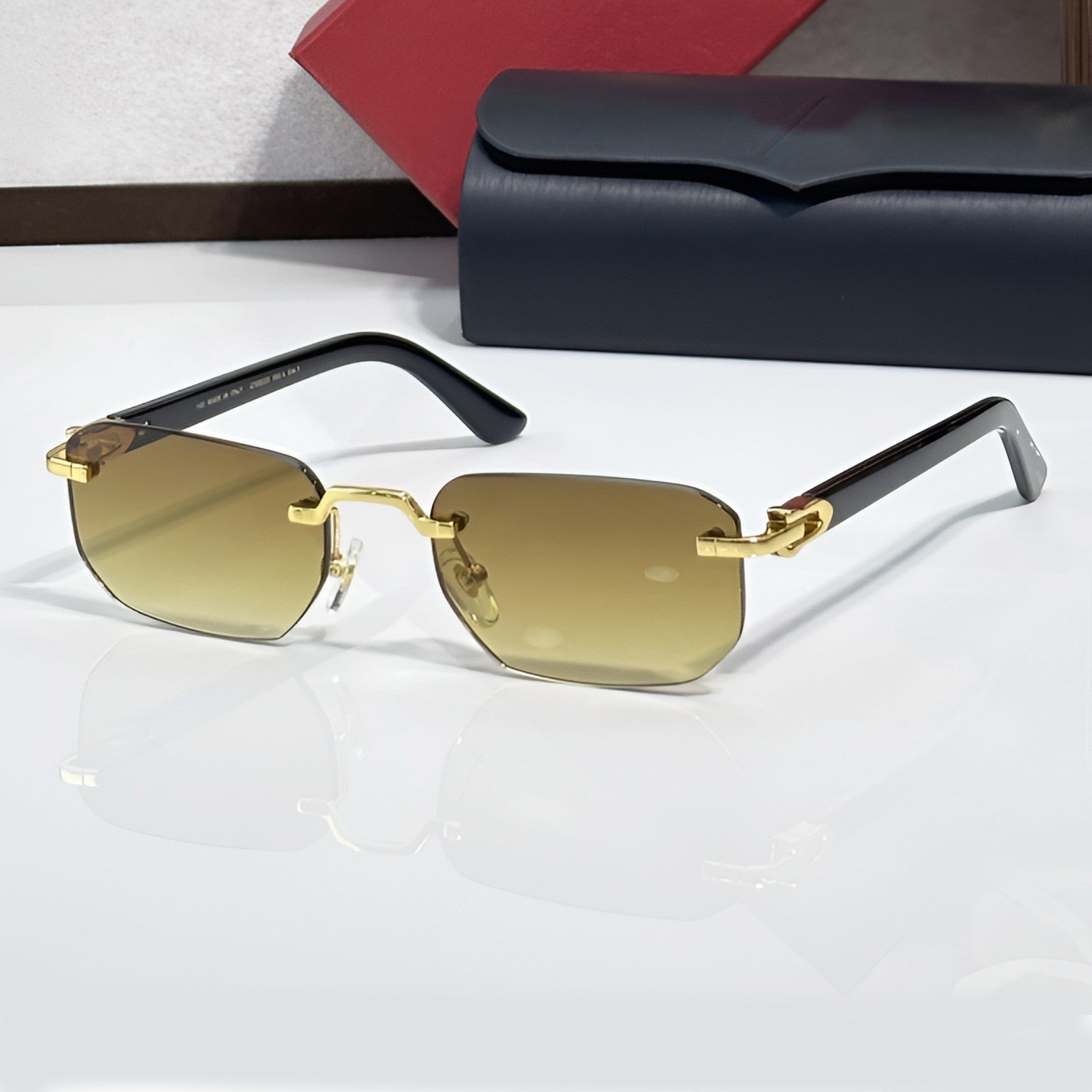 Rimless buffs Sunglasses, brown gradient lenses, Cartier eyewear