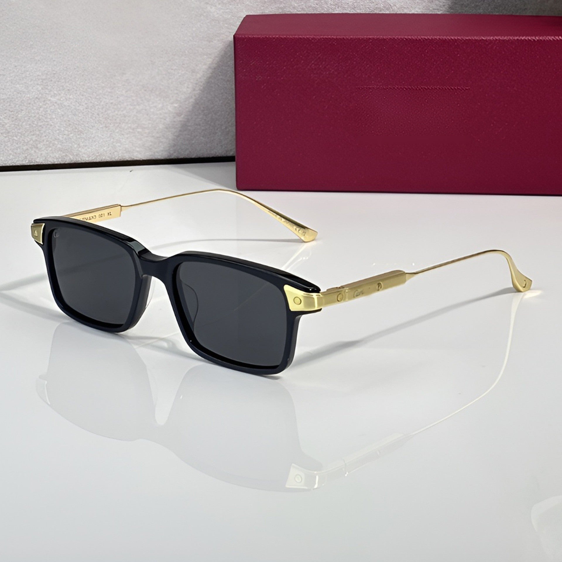 Mixed Acetate sunglasses, solid dark lenses, Cartier eyewear