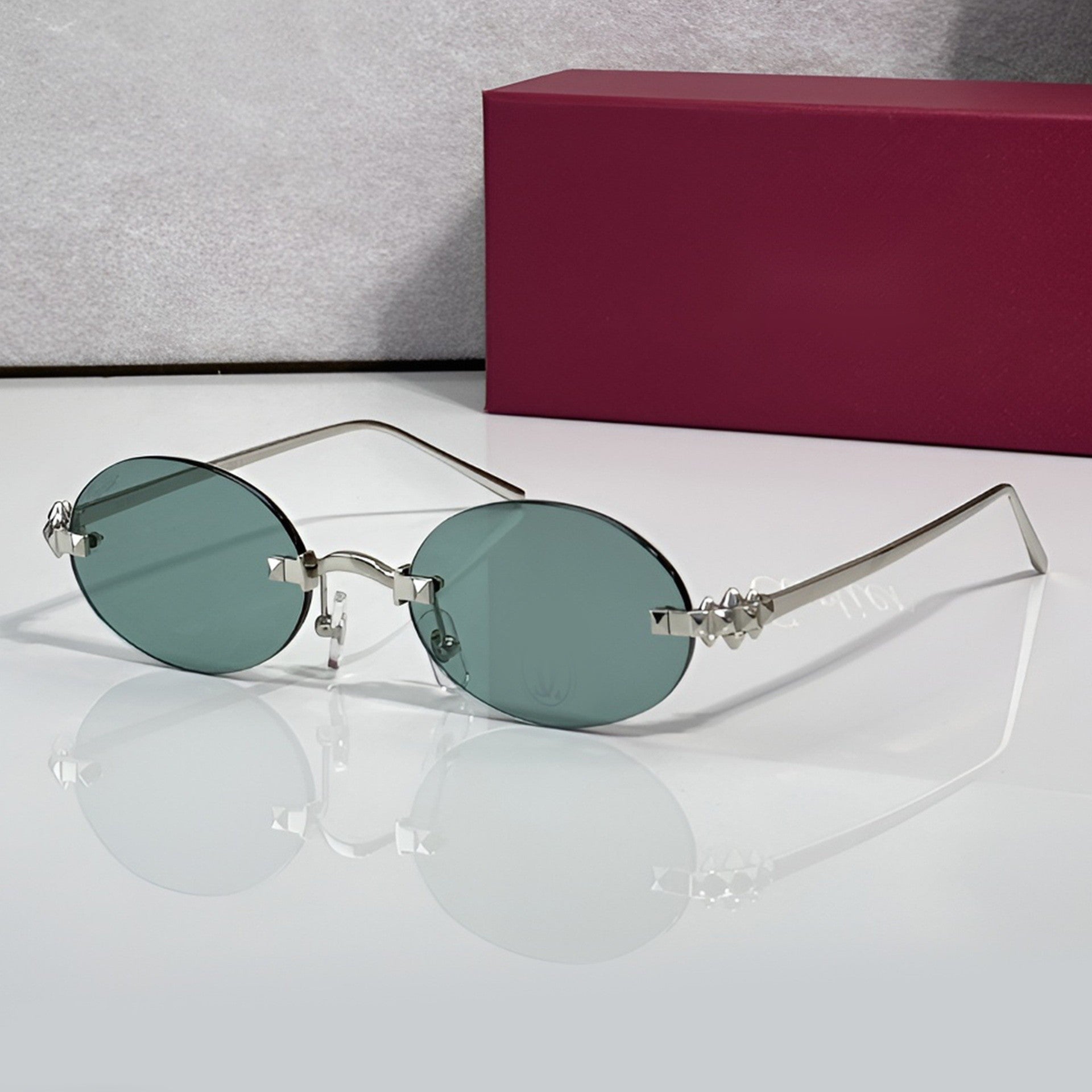 Panther Glasses, solid green lenses, Cartier eyewear