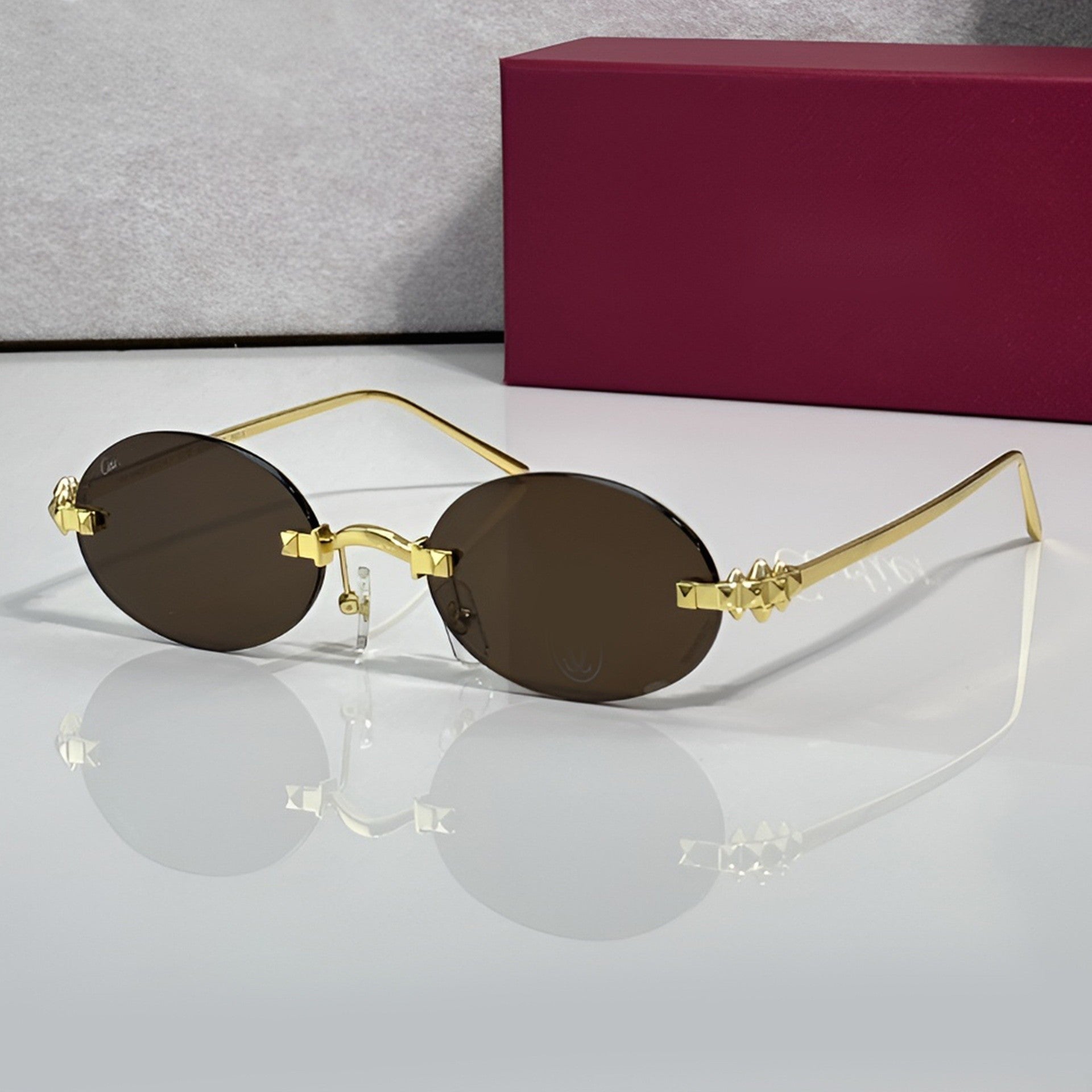 Panther Glasses, solid brown lenses, Cartier eyewear