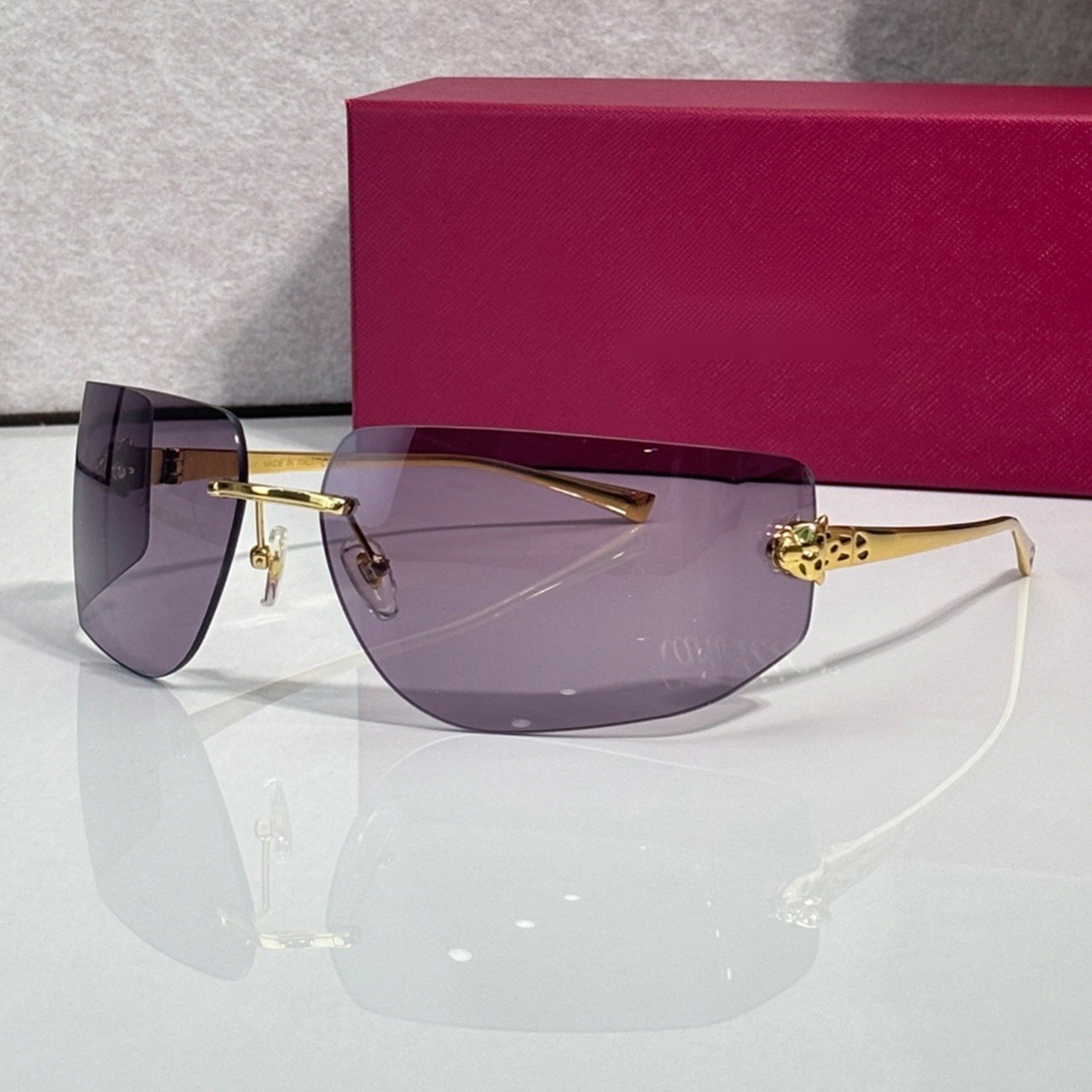 Panther Glasses, purple gradient lenses, Cartier eyewear