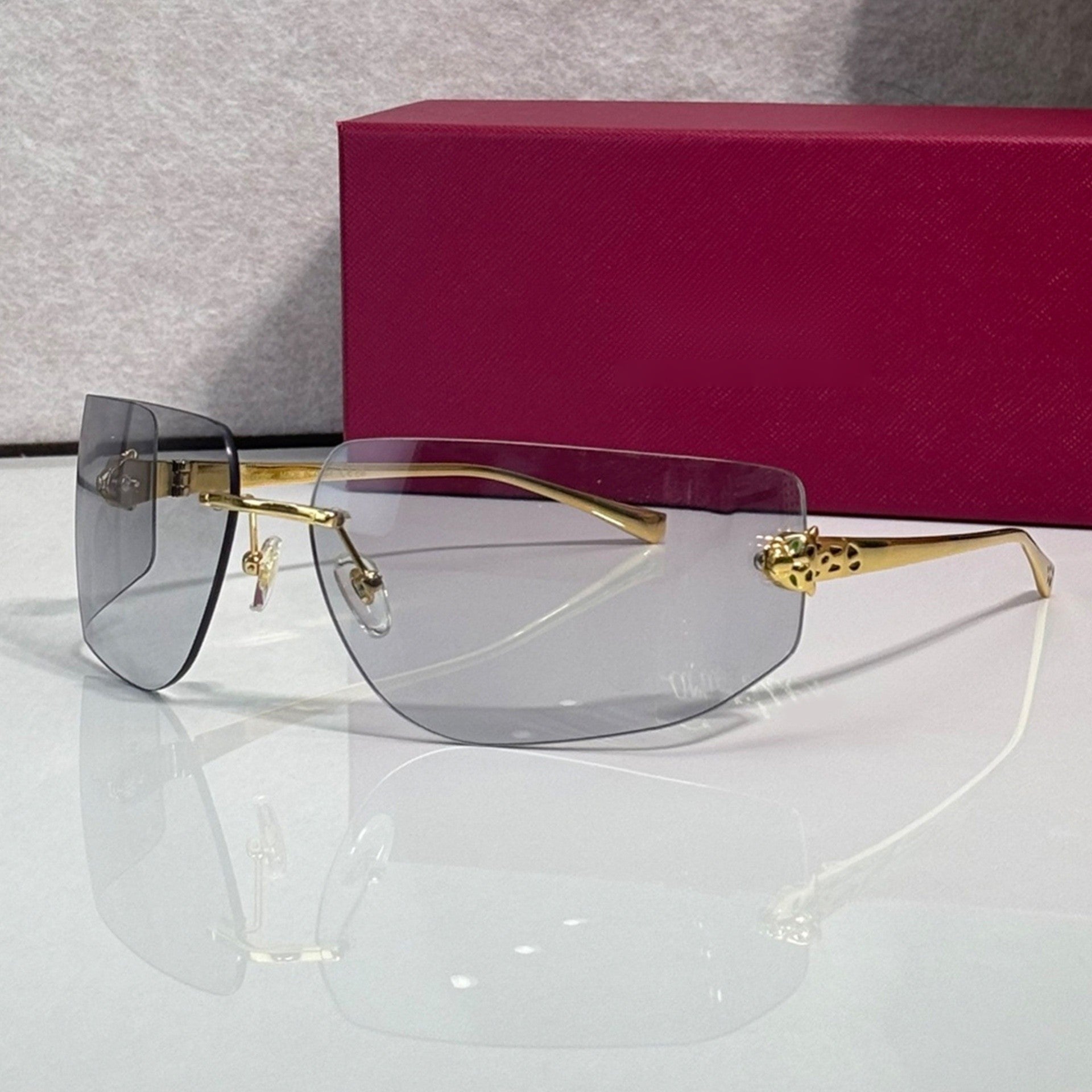 Panther Glasses, light grey gradient lenses, Cartier eyewear