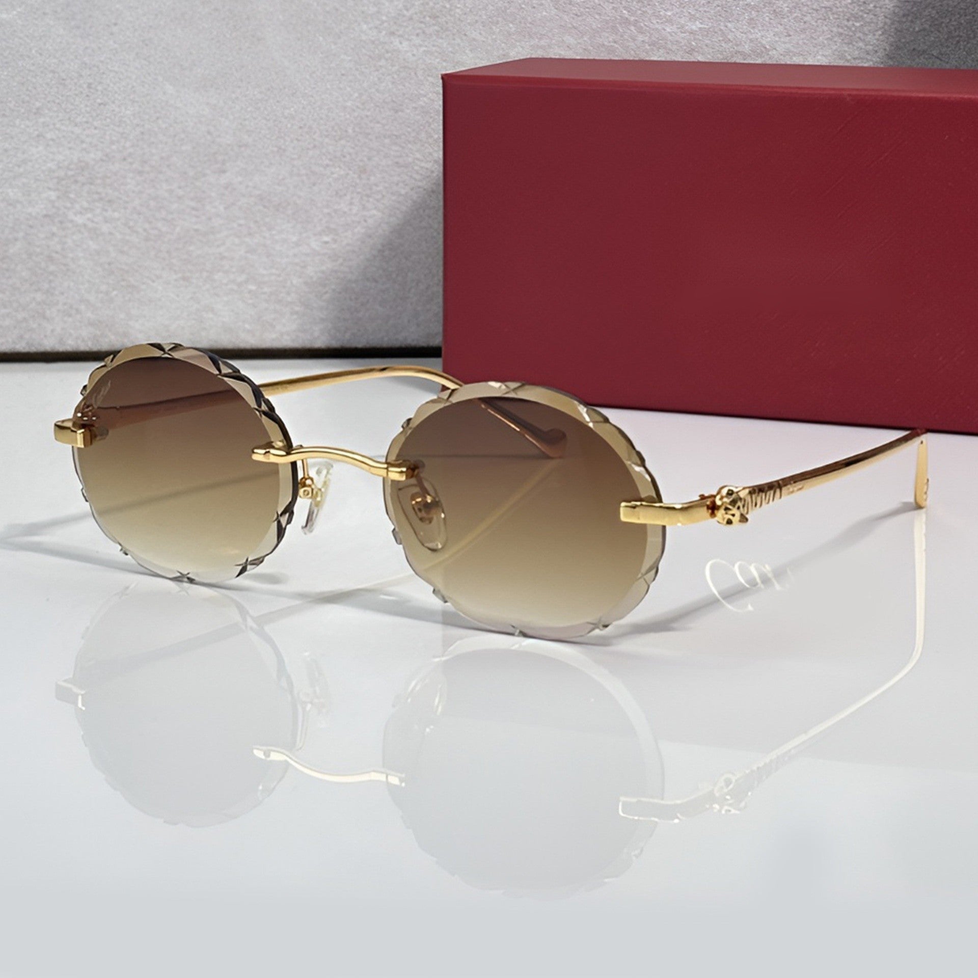 Panther Glasses, brown gradient lenses, Cartier eyewear