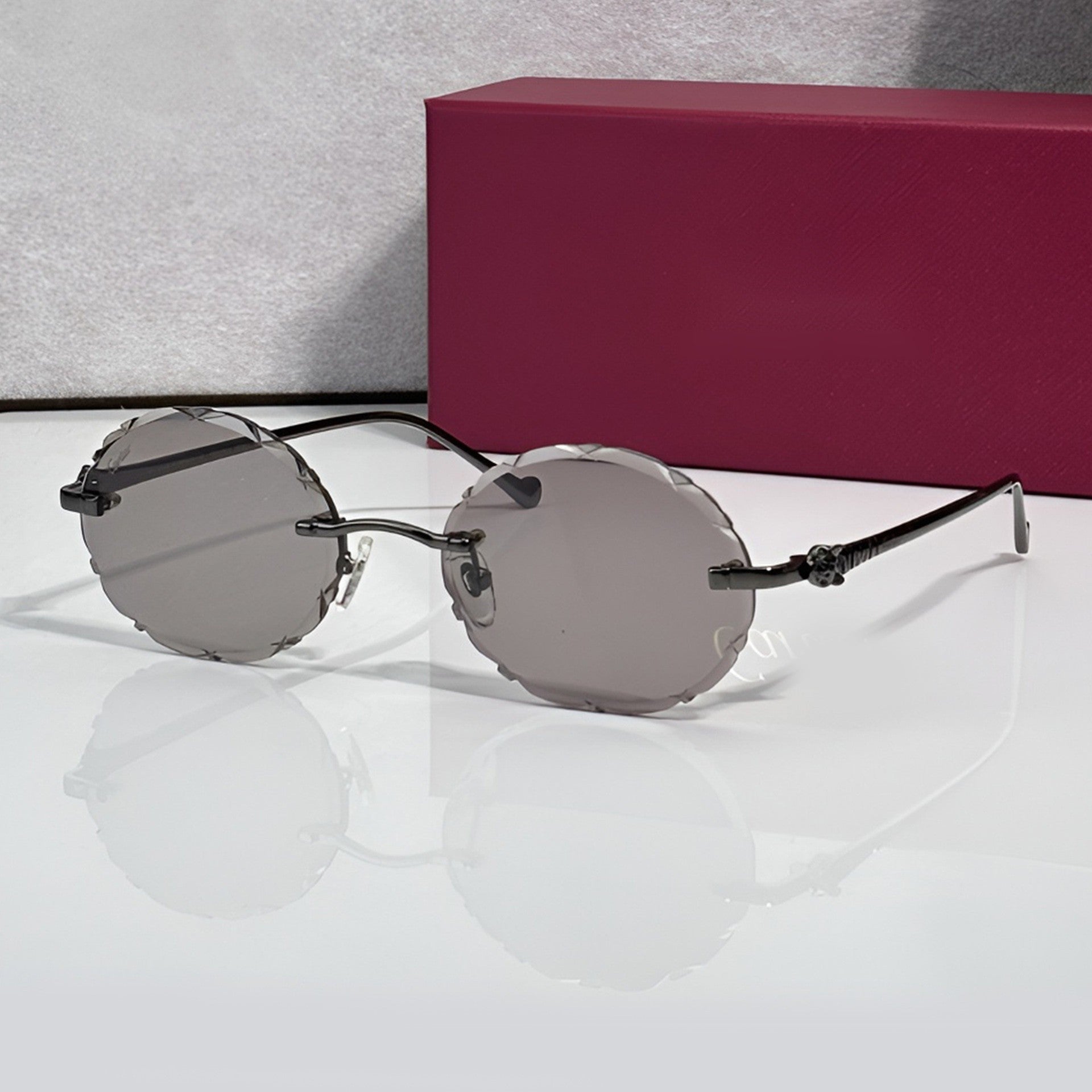 Panther Glasses, solid grey lenses, Cartier eyewear