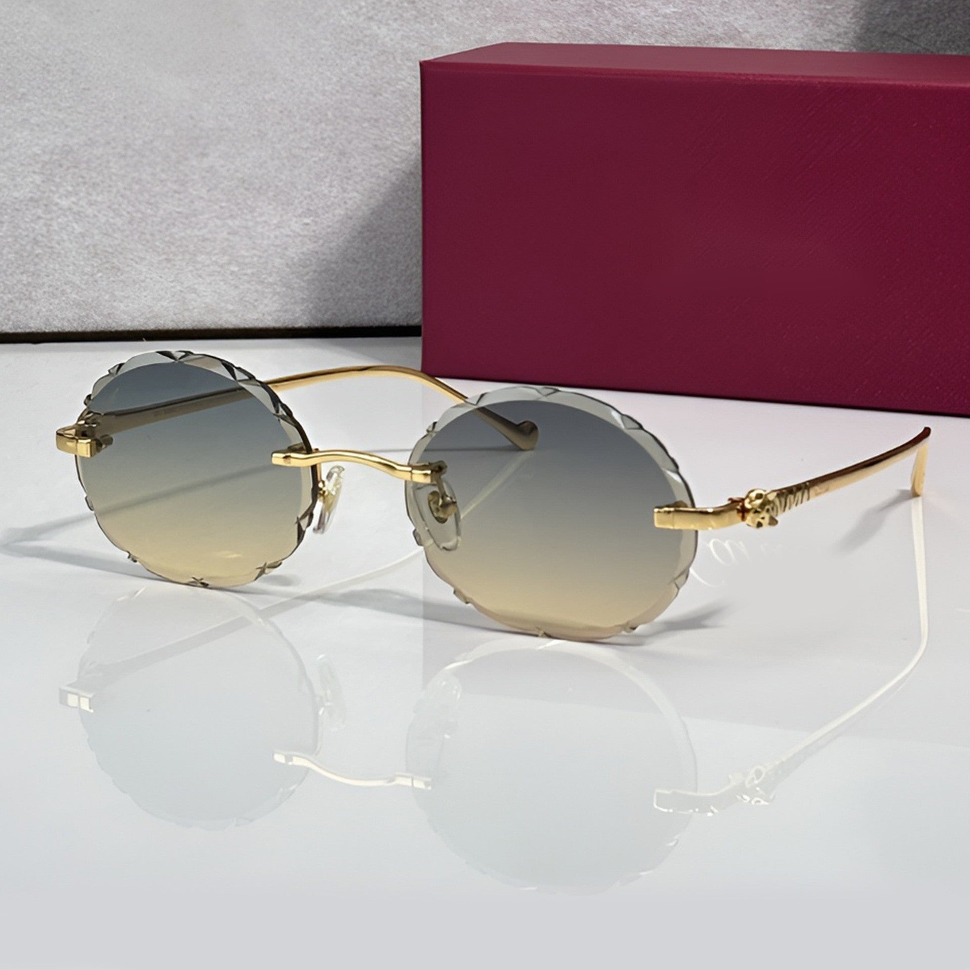 Panther Glasses, blue to yellow gradient lenses, Cartier eyewear