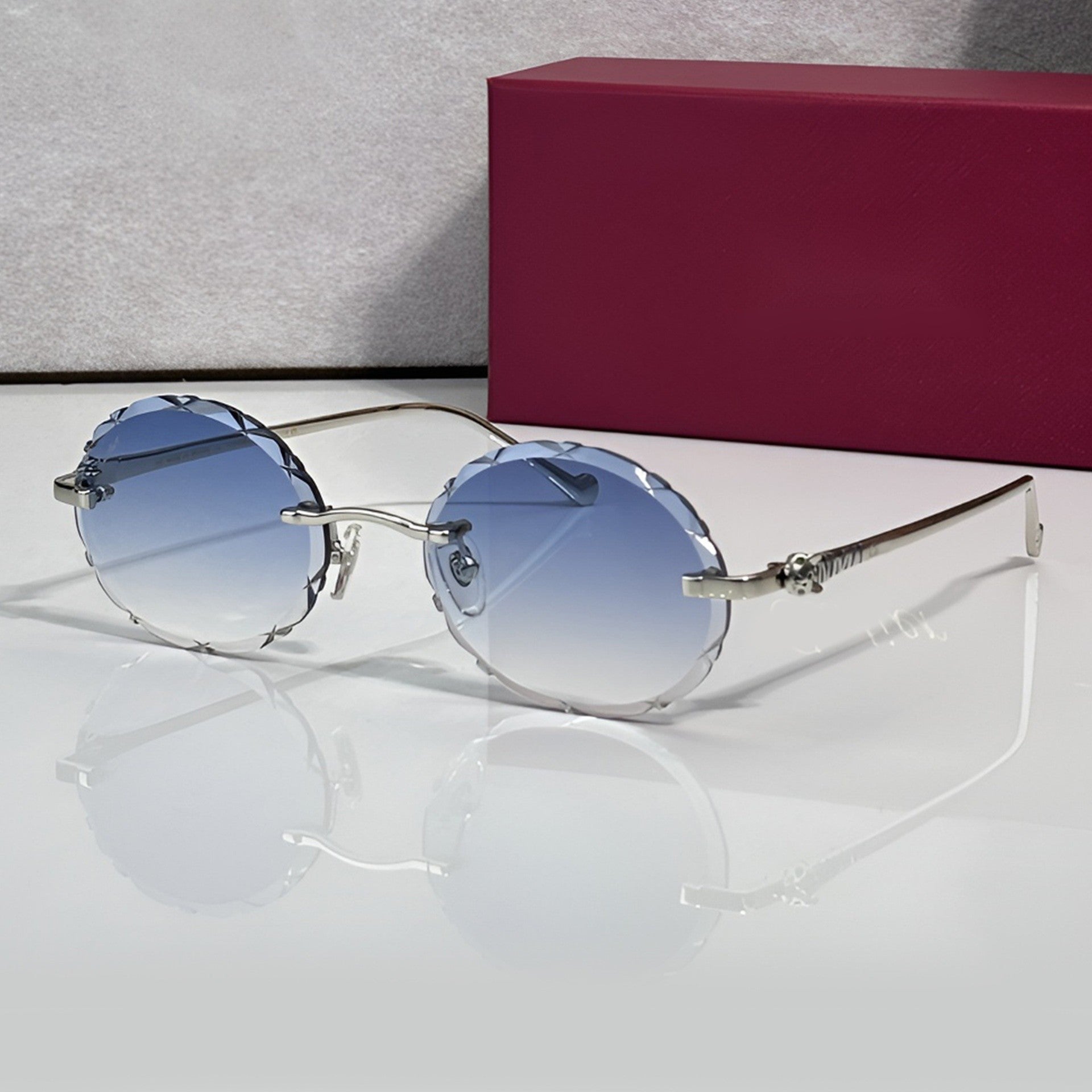 Panther Glasses, blue gradient lenses, Cartier eyewear