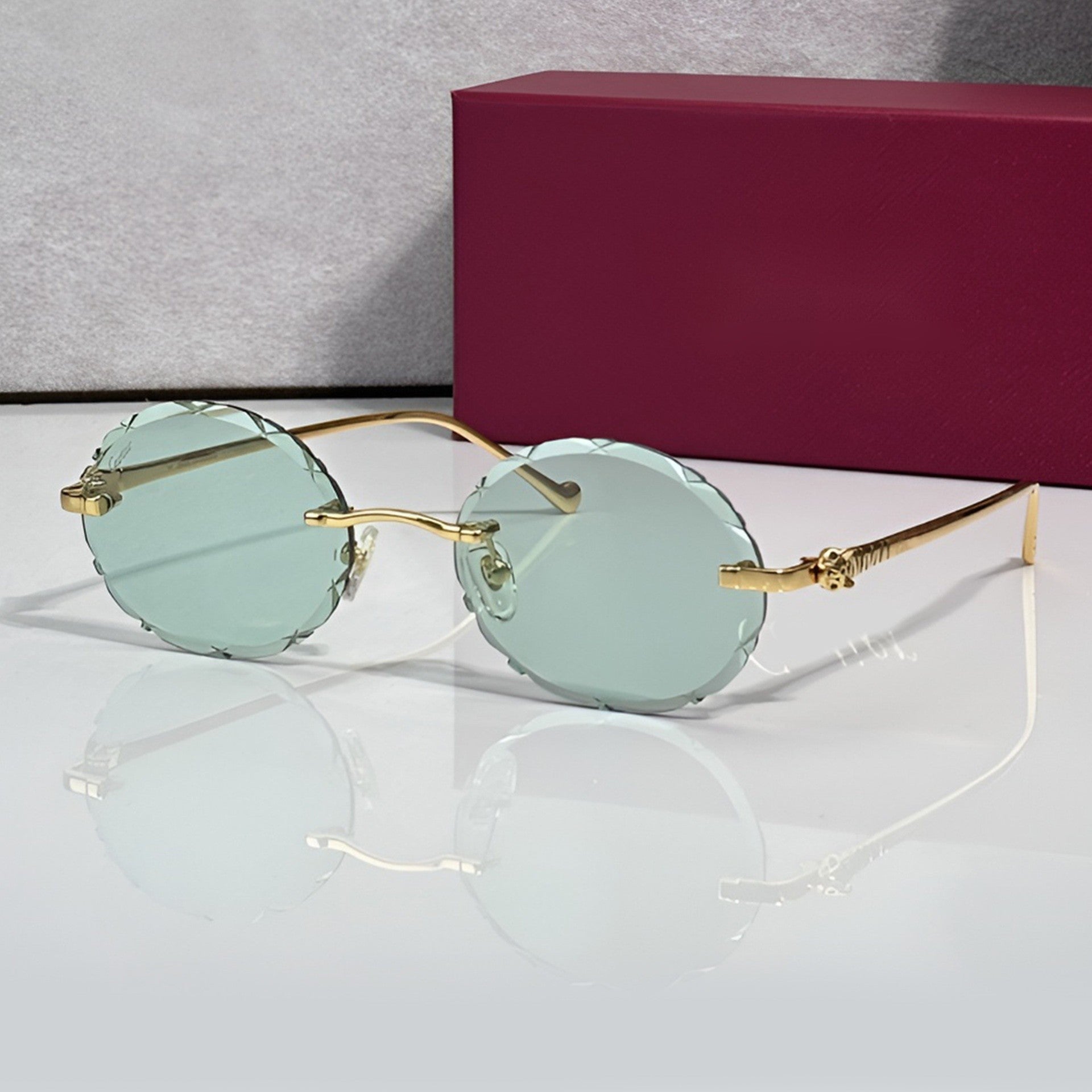 Panther Glasses, solid green lenses, Cartier eyewear