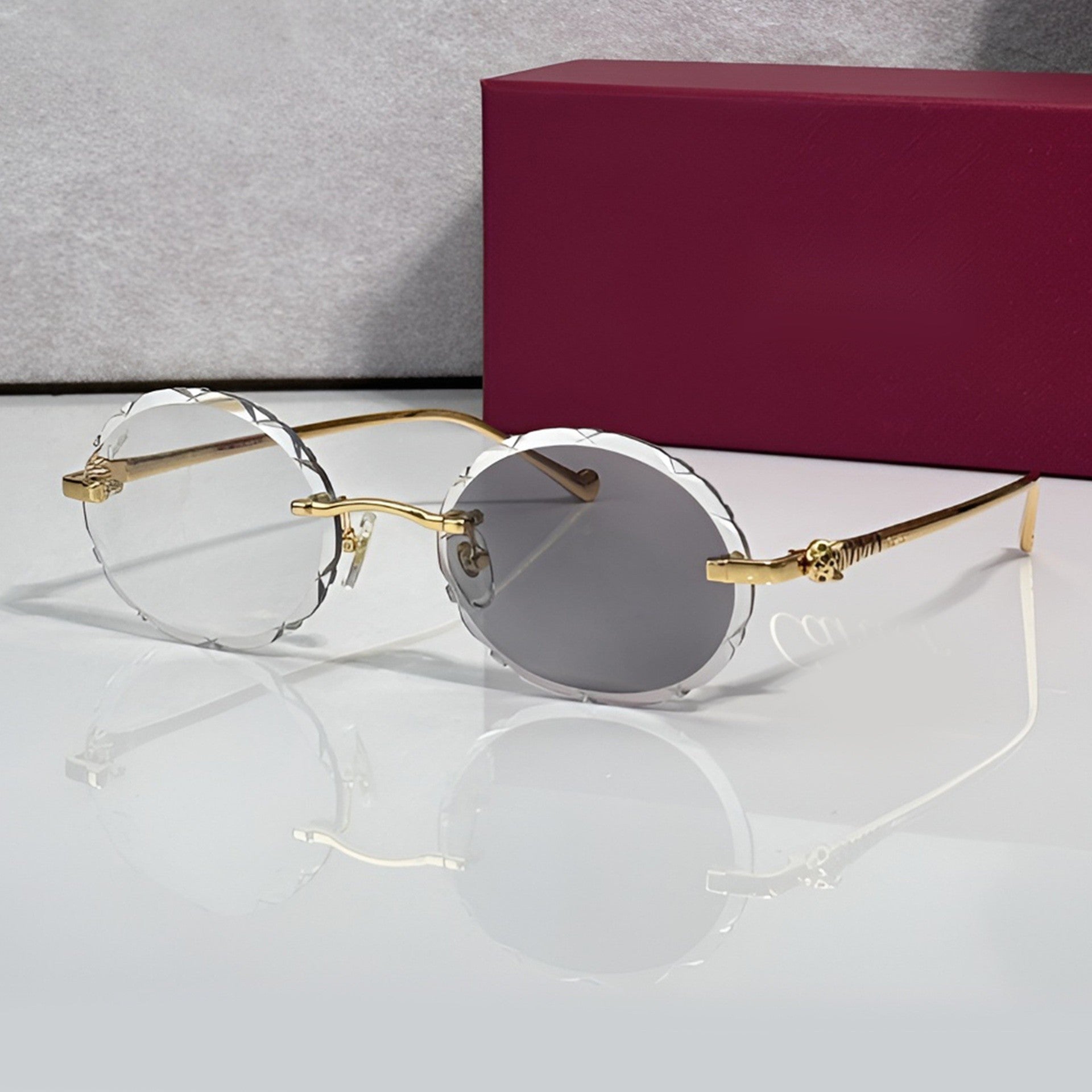 Panther Glasses, transitional lenses, clear to grey, Cartier eyewear