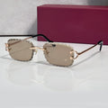 Iced out C wire glasses, brown gradient lenses, Cartier eyewear