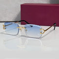 Iced out C wire glasses, blue gradient lenses, Cartier eyewear