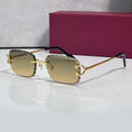 Iced out C wire glasses, yellow to green gradient lenses, Cartier eyewear
