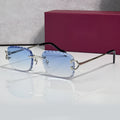 Iced out C wire glasses, blue gradient lenses, Cartier eyewear