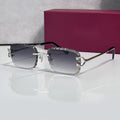 Iced out C wire glasses, grey gradient lenses, Cartier eyewear