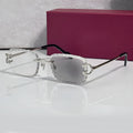 Iced out C wire glasses, clear lenses, Cartier eyewear