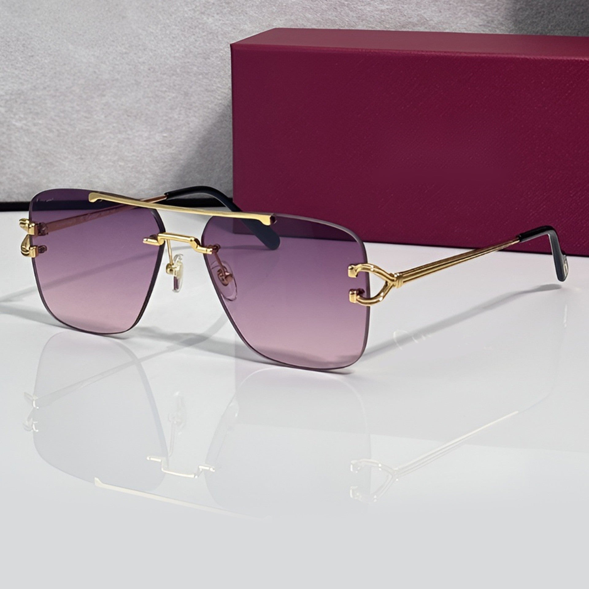 Double Bridge Sunglasses, pink gradient lenses, Cartier eyewear
