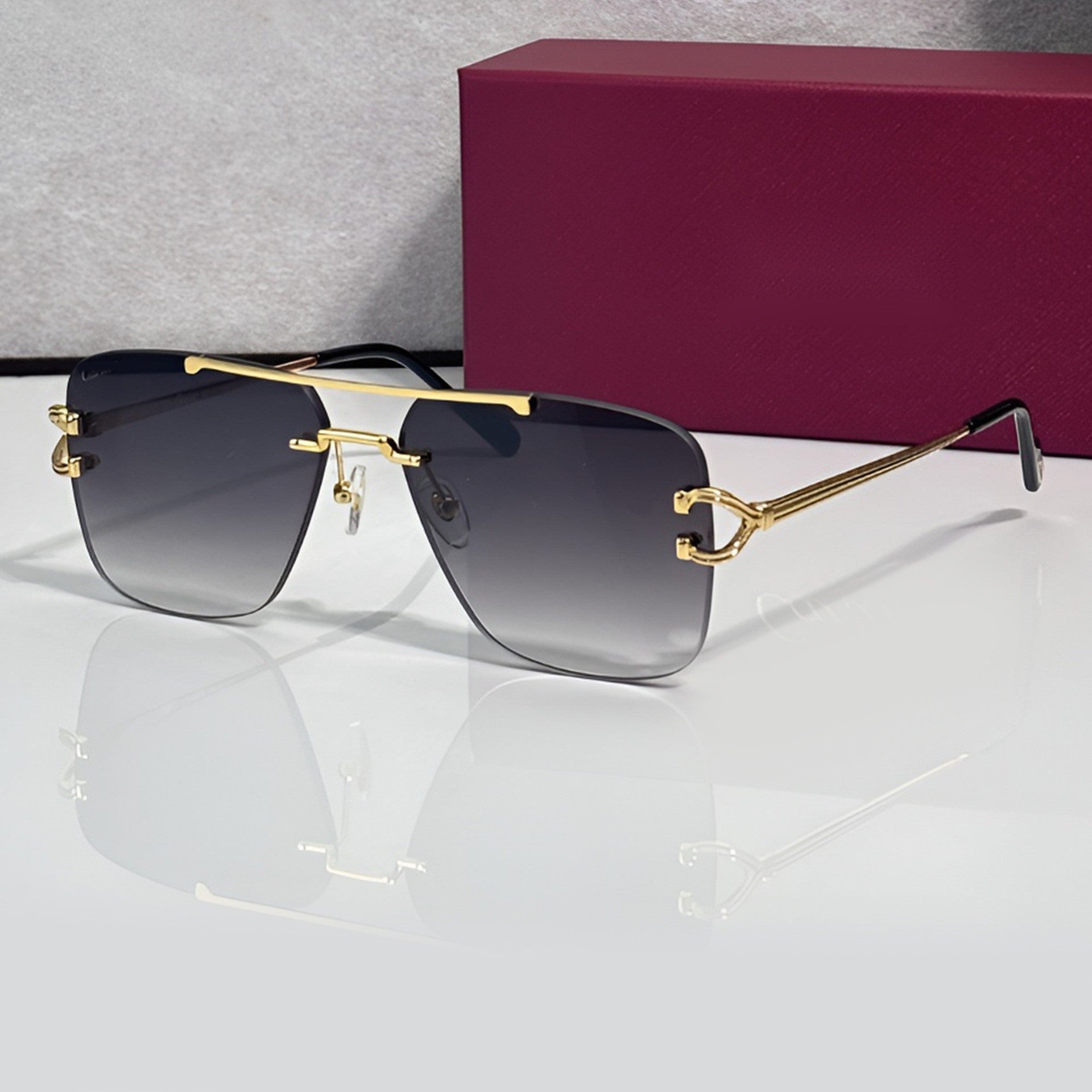 Double Bridge Sunglasses, grey gradient lenses, Cartier eyewear