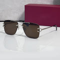 Double Bridge Sunglasses, solid brown lenses, Cartier eyewear