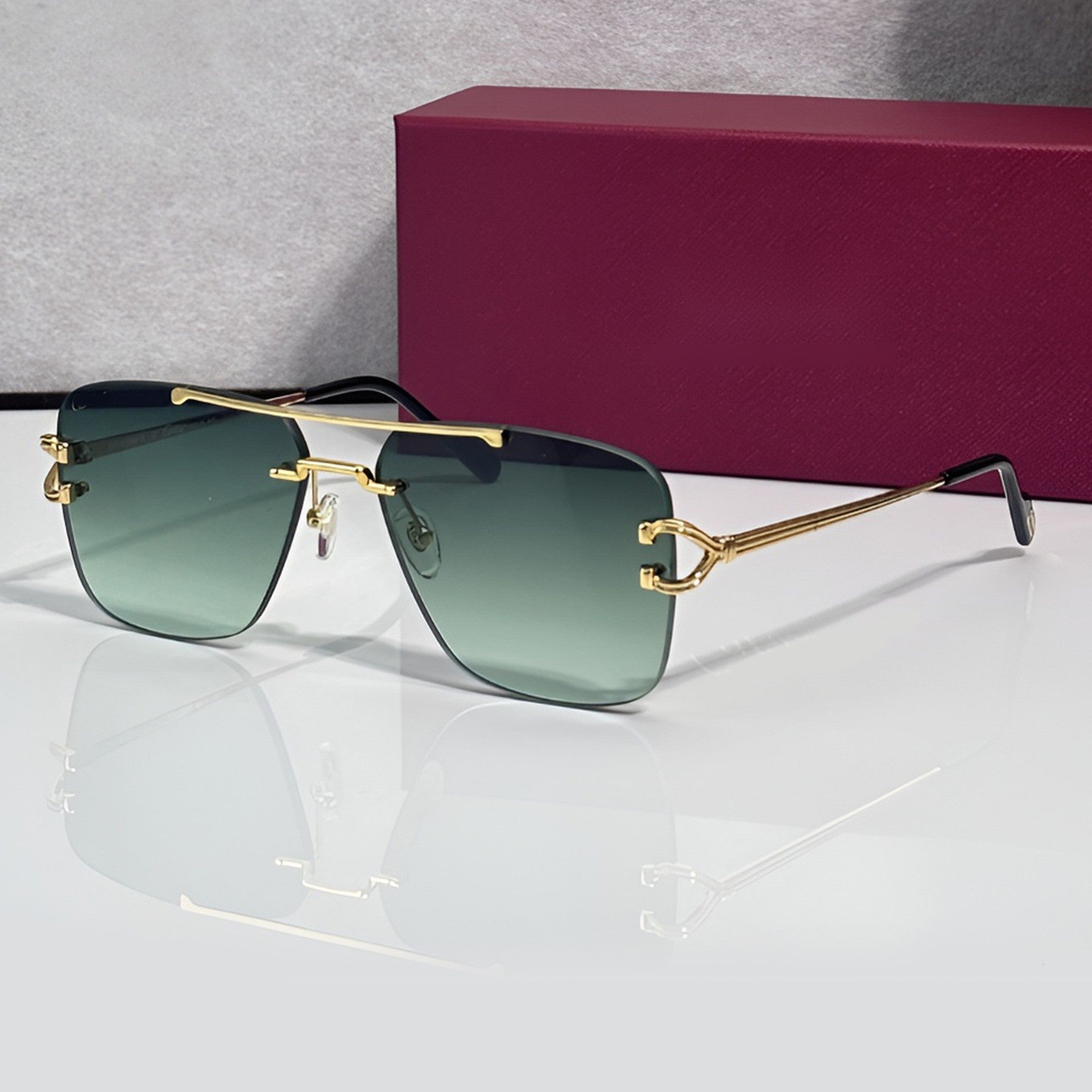Double Bridge Sunglasses, green gradient lenses, Cartier eyewear