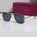Double Bridge Sunglasses, solid dark grey lenses, Cartier eyewear